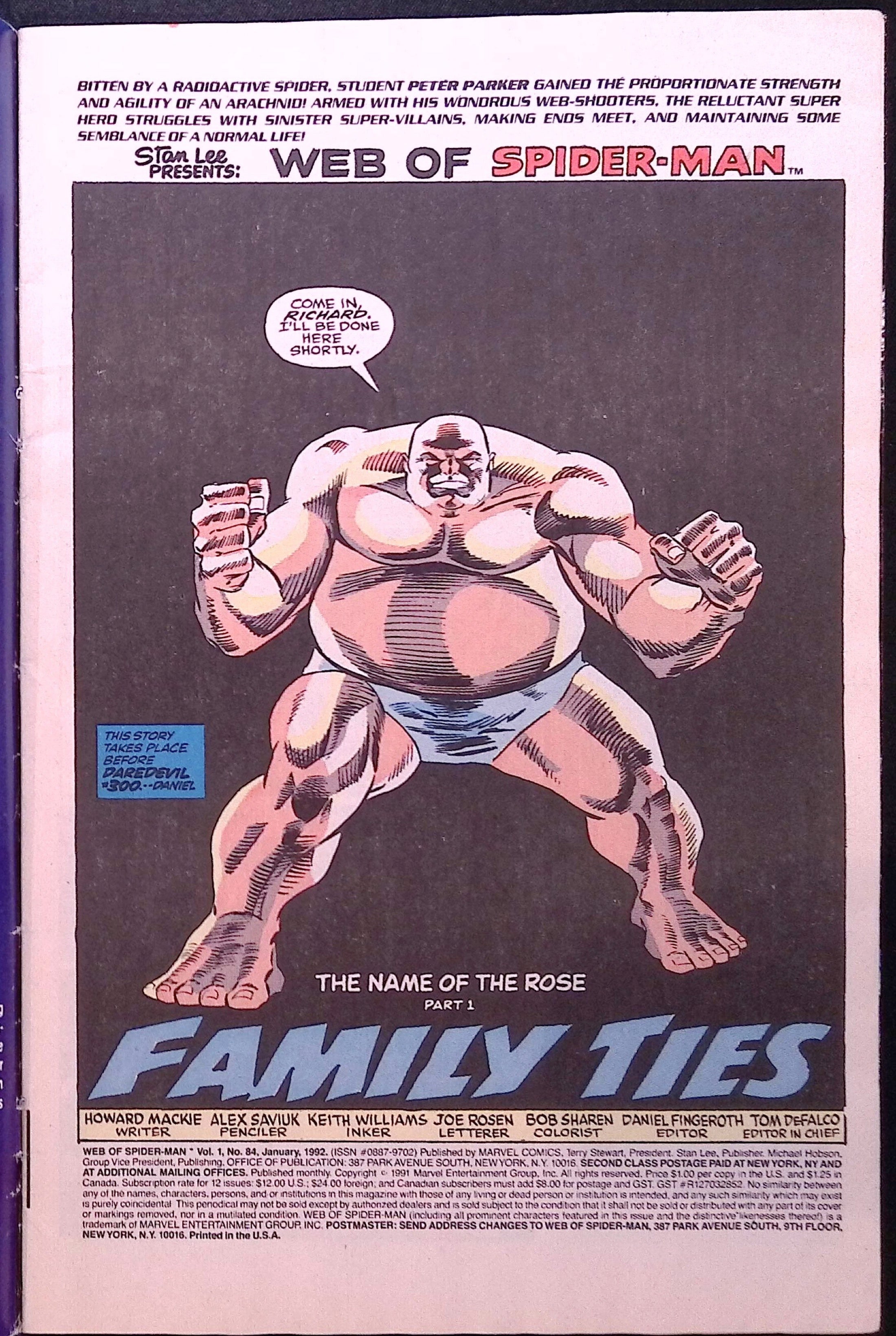 Web of Spider-Man # 84 1991 VF