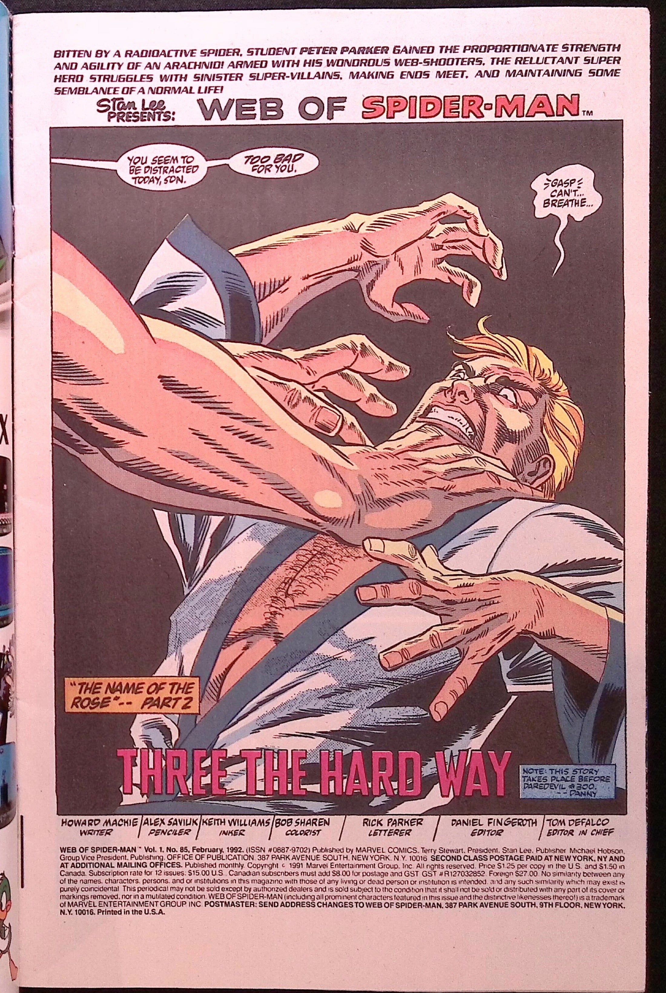Web of Spider-Man # 85 1991 FN+