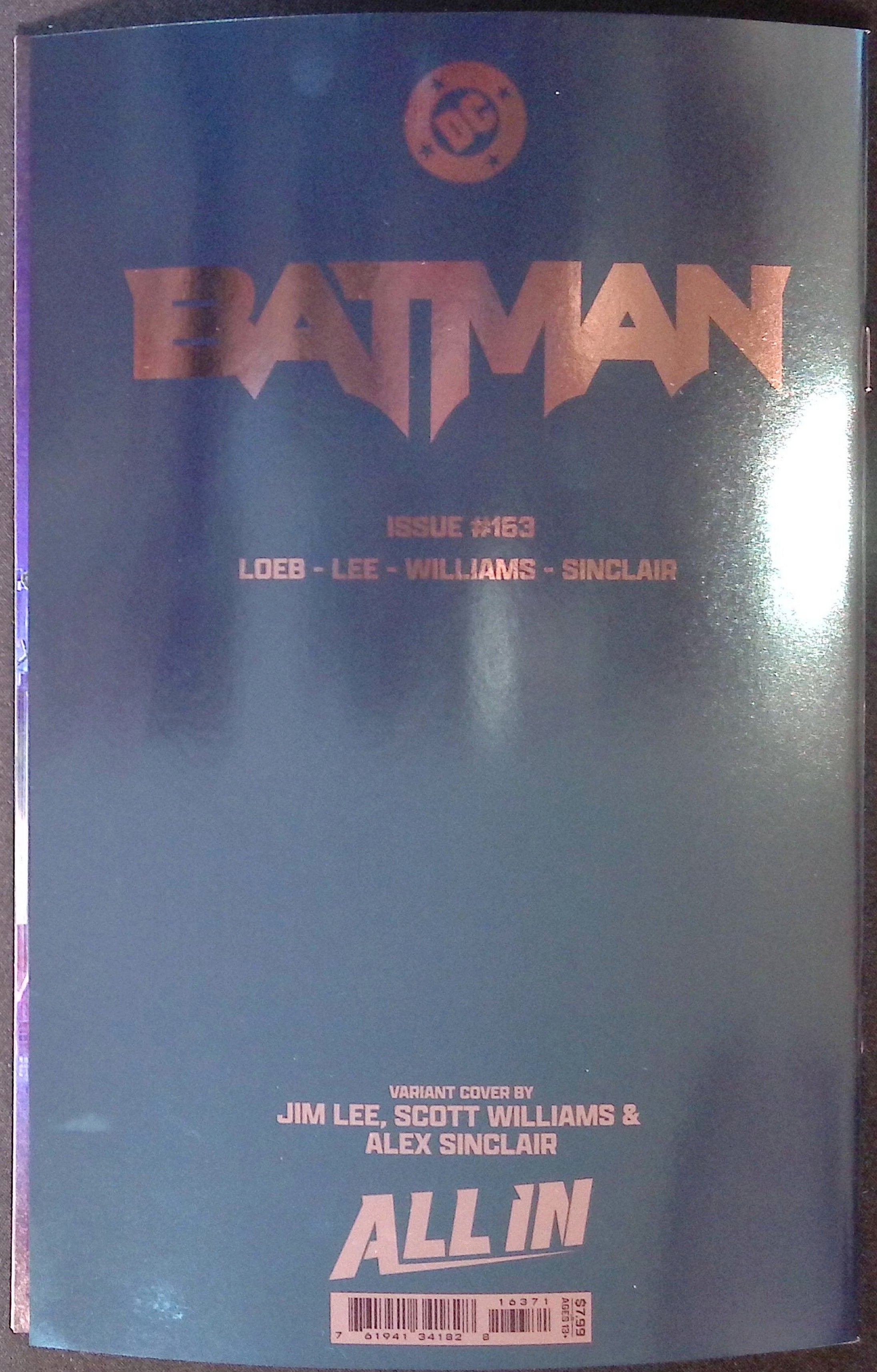 雑誌　LIBERTIN リベルタン 001 Batman # 163 Cover M Jim Lee Foil Variant First Printing 2026 BN