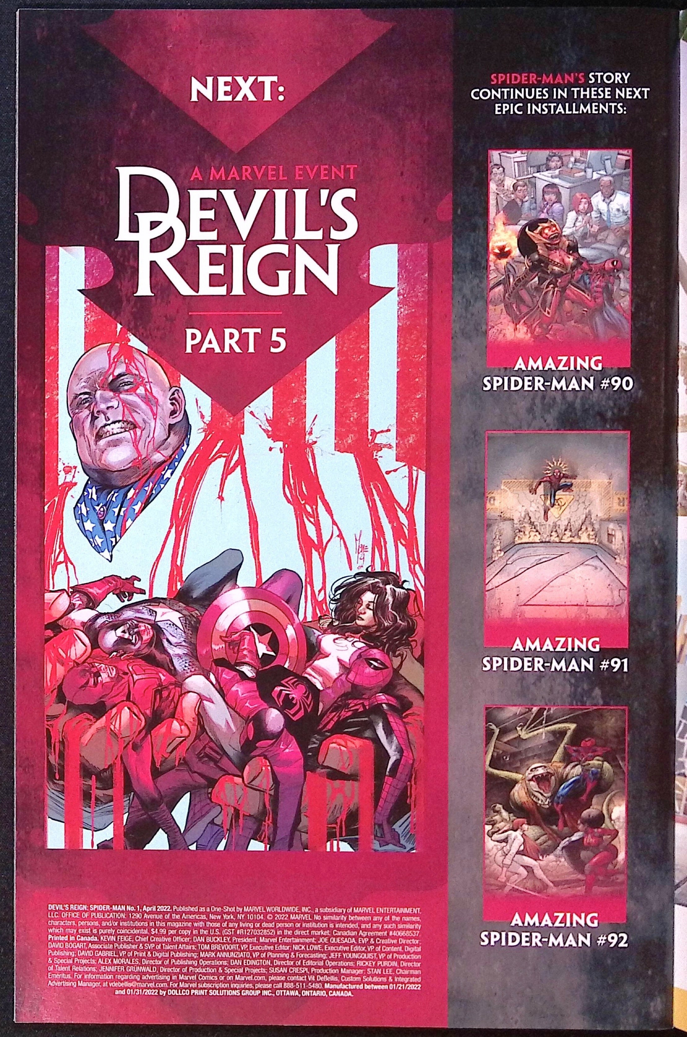 Devil's Reign: Spider-Man # 1 2022 NM-