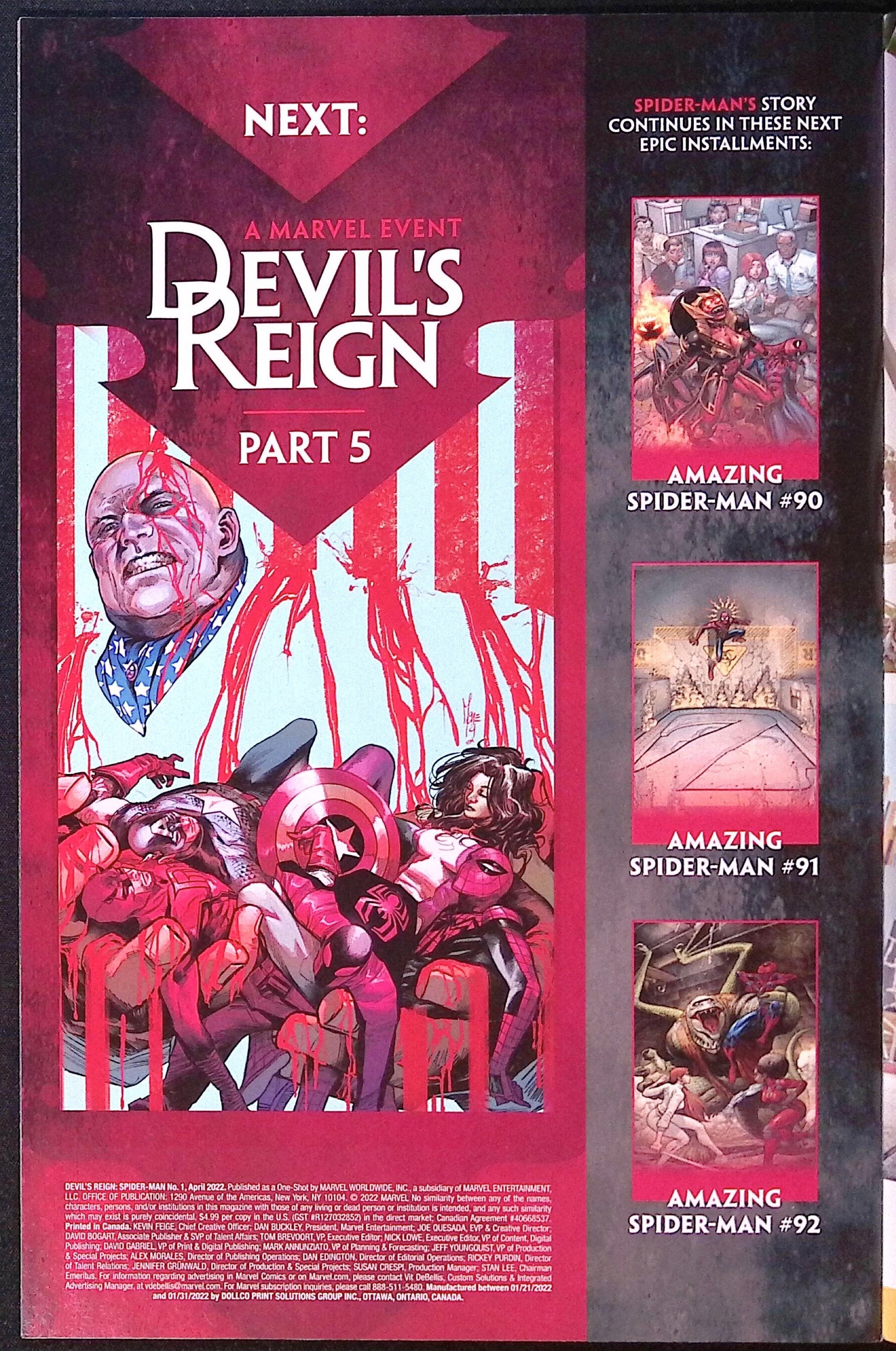 Devil's Reign: Spider-Man # 1 2022 NM-