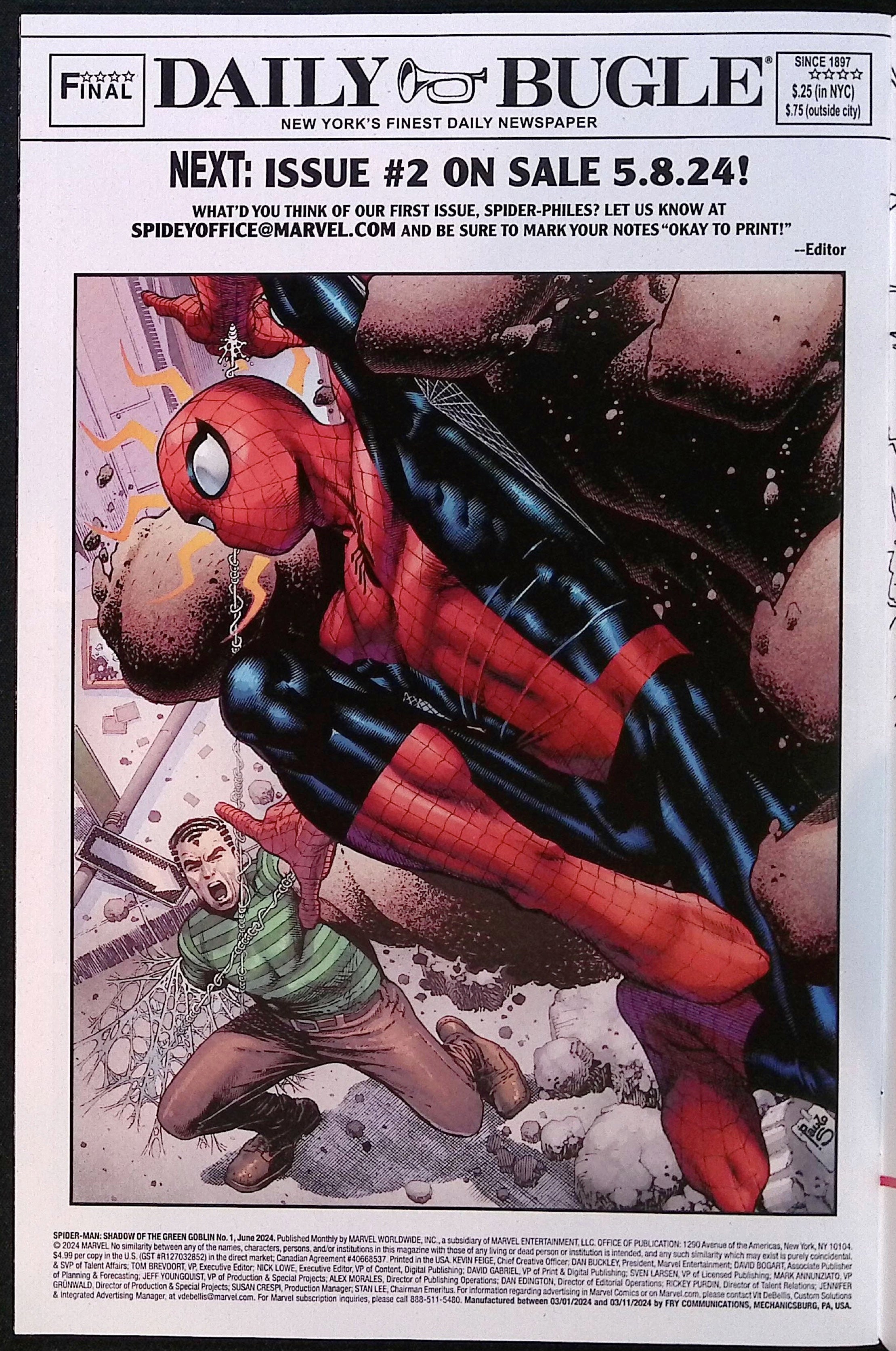 Spider-Man: Shadow of the Green Goblin # 1 2024 VF/NM