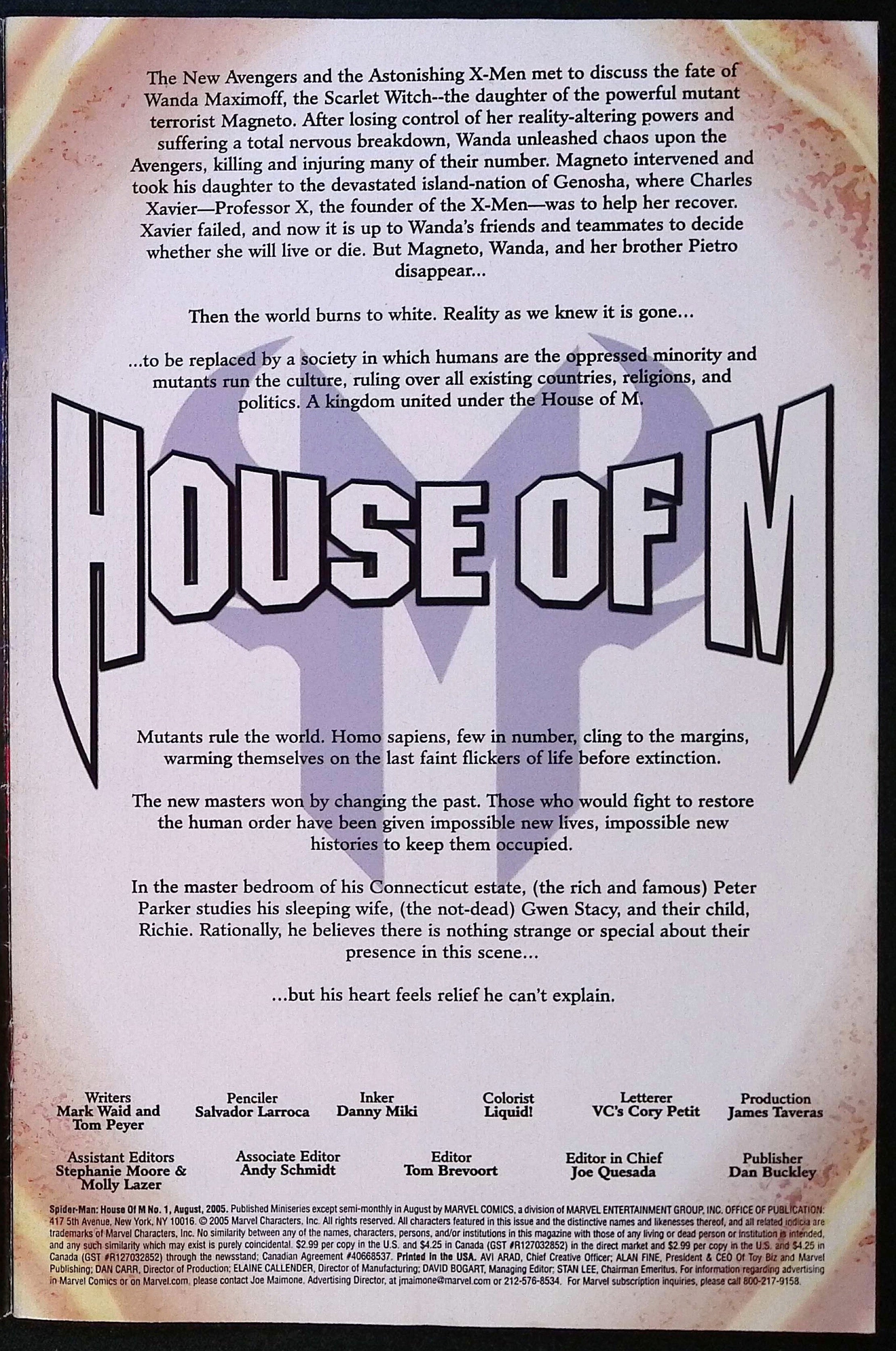 Spider-Man: House of M # 1 2005 VF