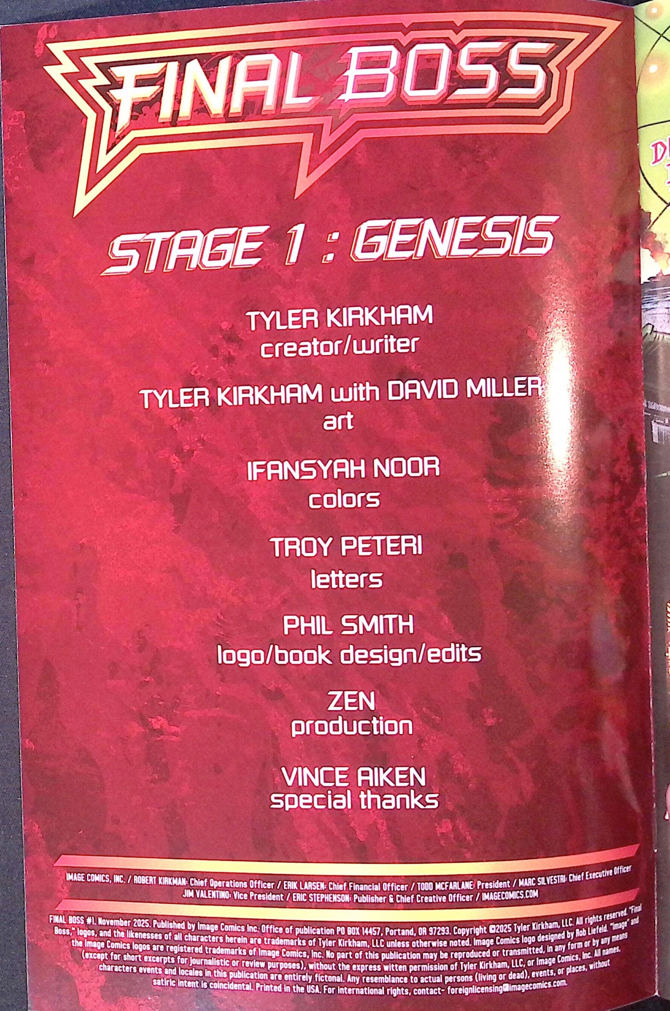 Final Boss # 1 Cover A First Printing 2025 NM