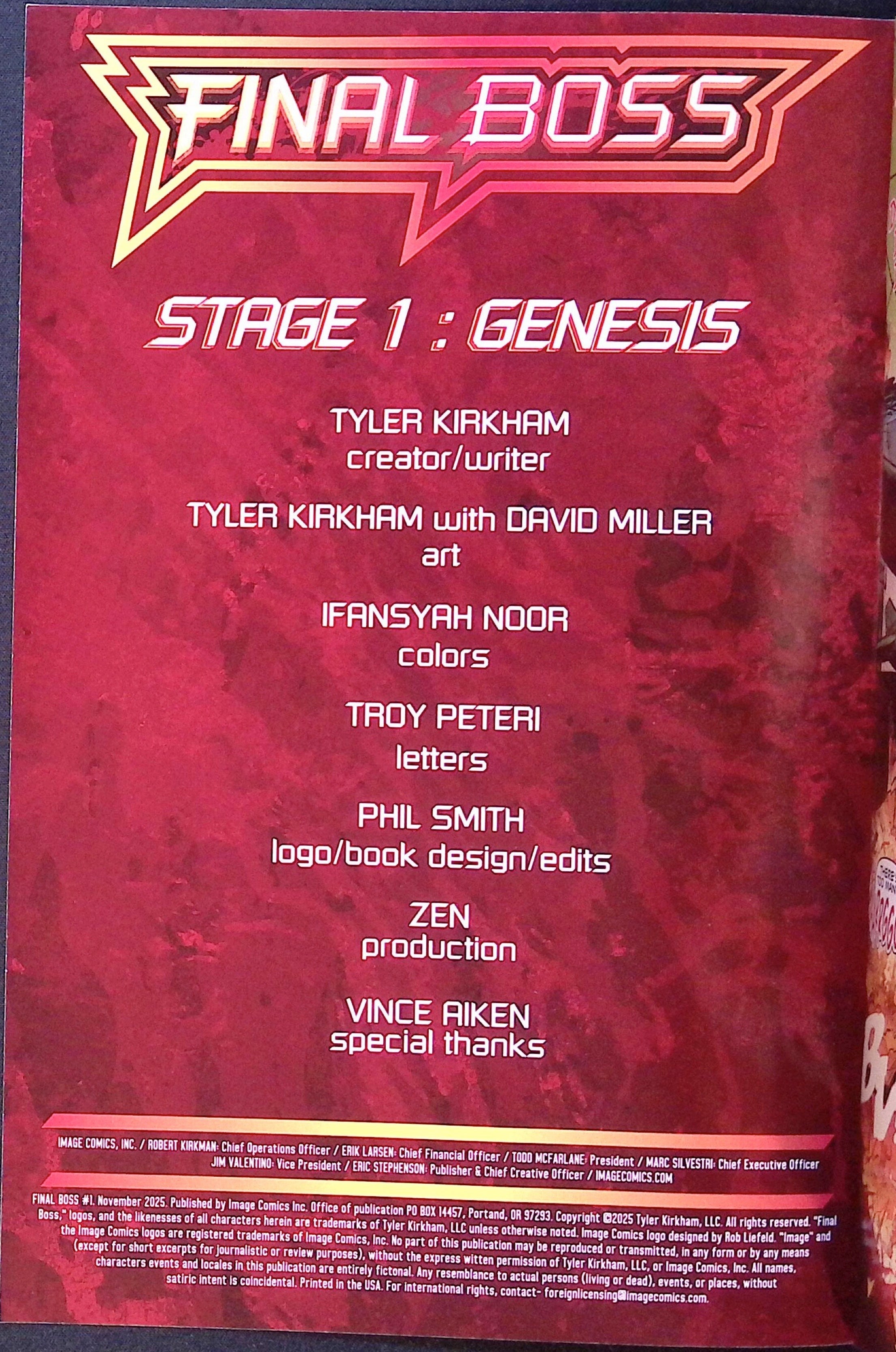 Final Boss # 1 Cover A First Printing 2025 NM