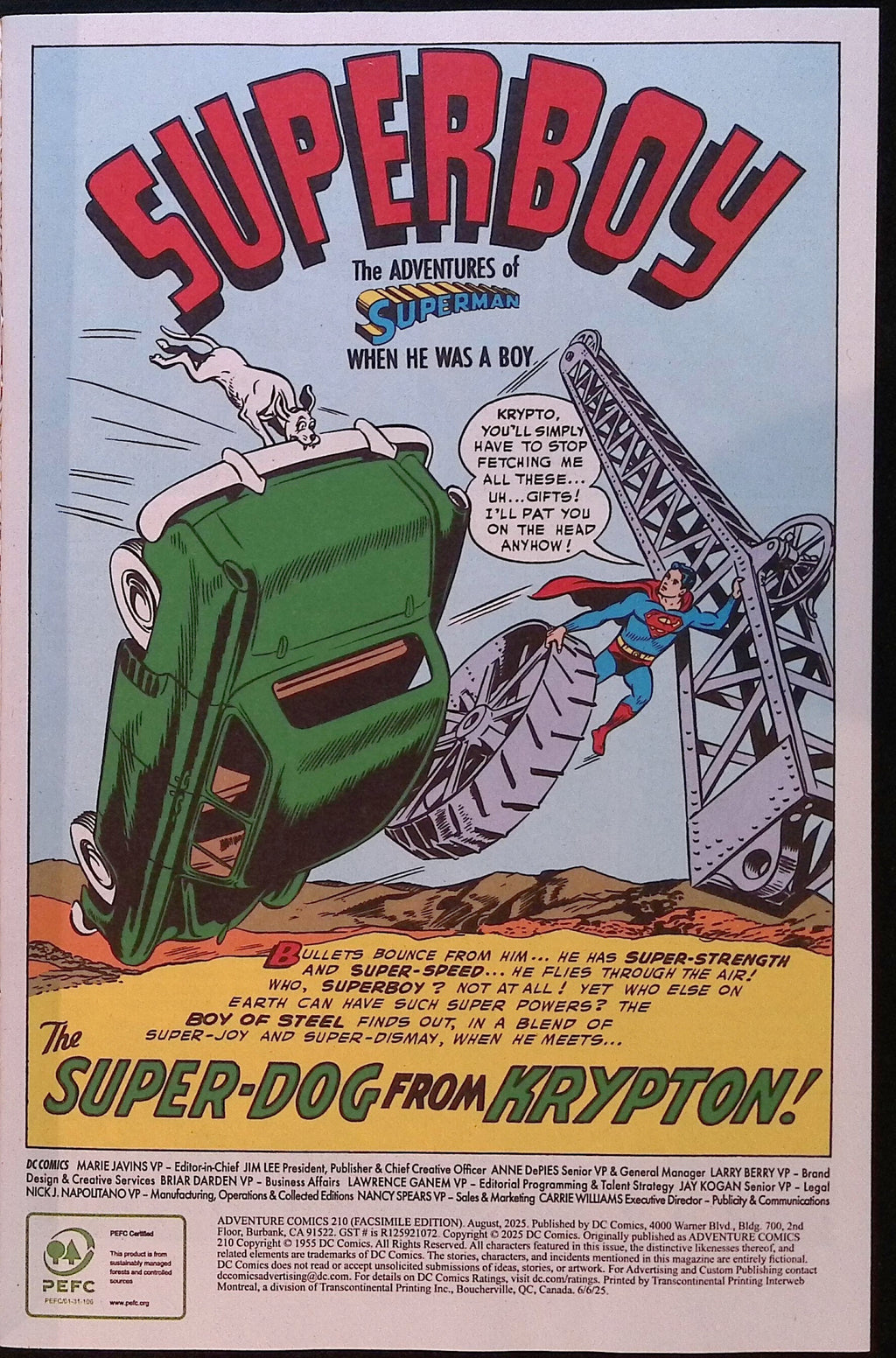 Adventure Comics # 210 Facsimile Edition 2025 NM