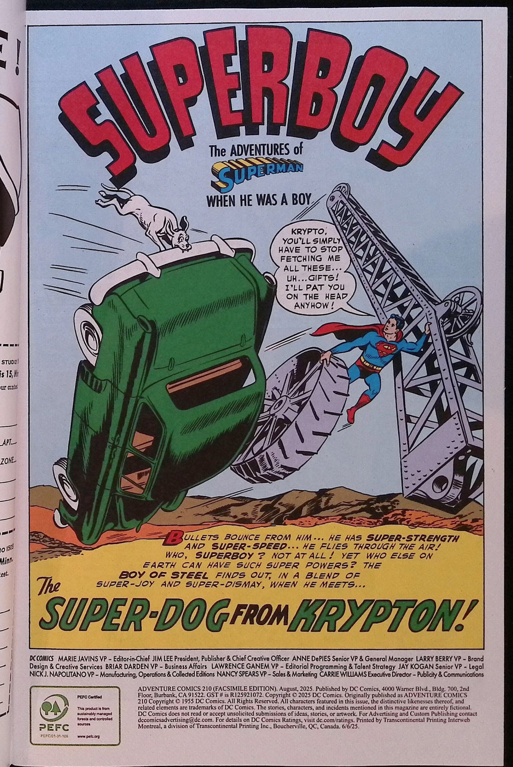 Adventure Comics # 210 Facsimile Edition 2025 NM