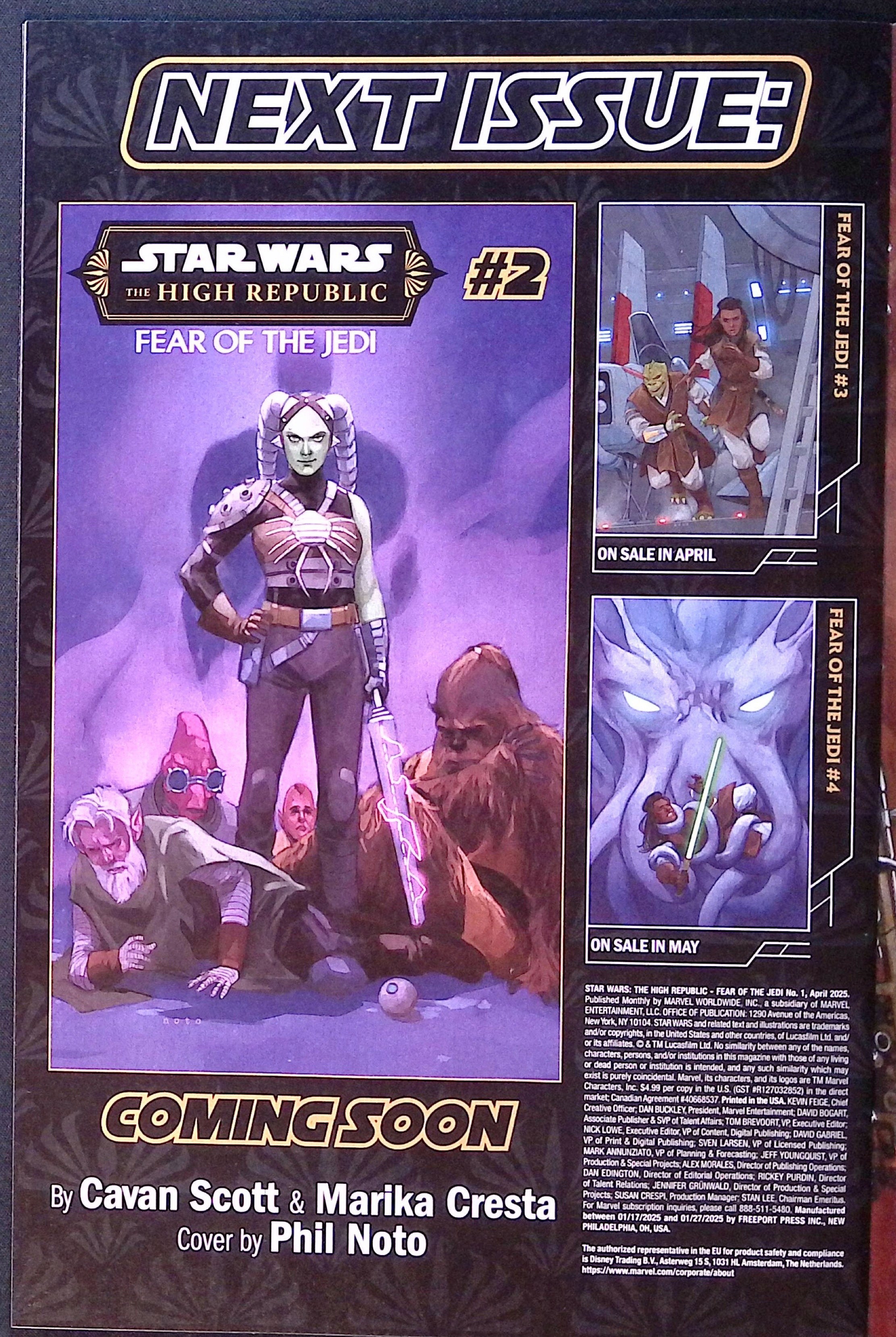 Star Wars: The High Republic Fear of the Jedi # 1 2025 NM