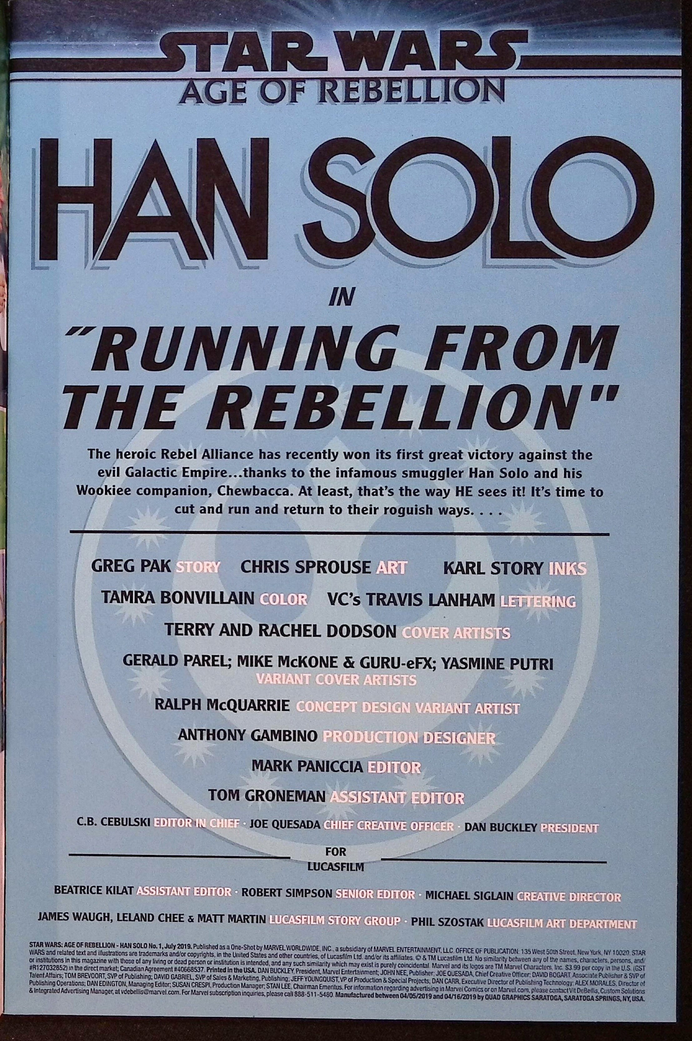 Star Wars: Age of Rebellion Han Solo # 1 2019 NM-