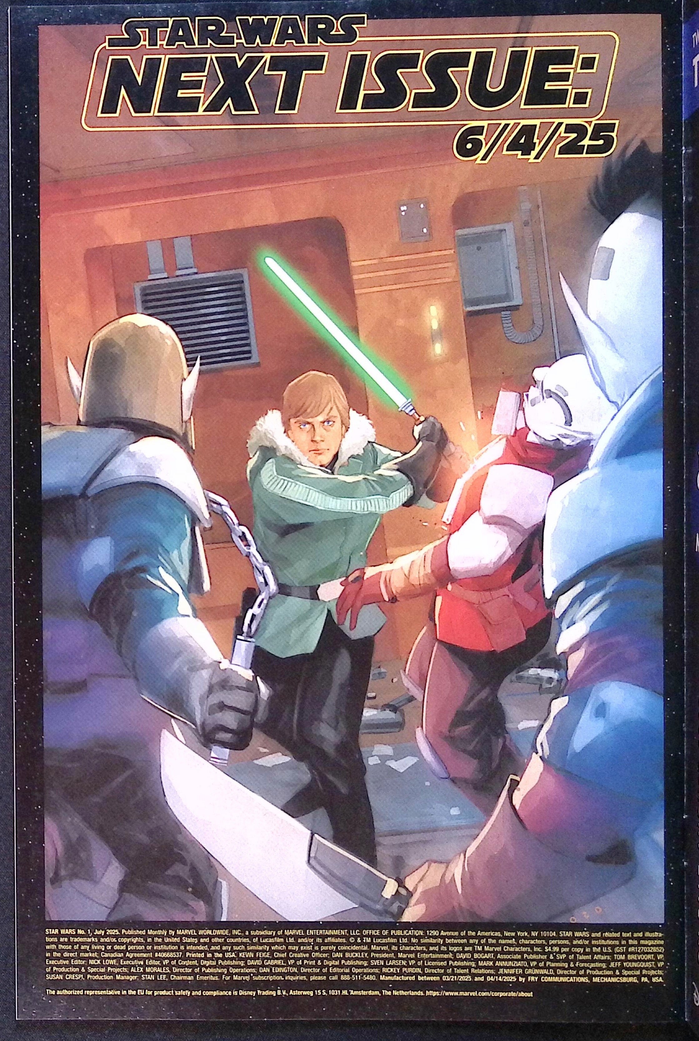 Star Wars # 1 Cover A First Printing 2025 NM