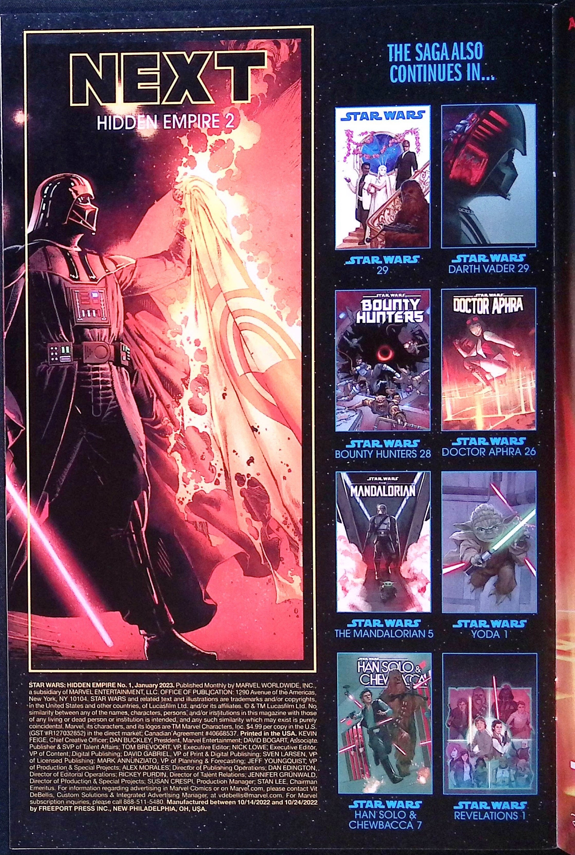 Star Wars: Hidden Empire # 1 Cover A First Printing 2022 NM-
