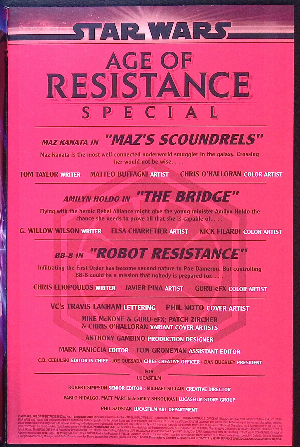 Star Wars: Age of Resistance Special # 1 2019 NM-