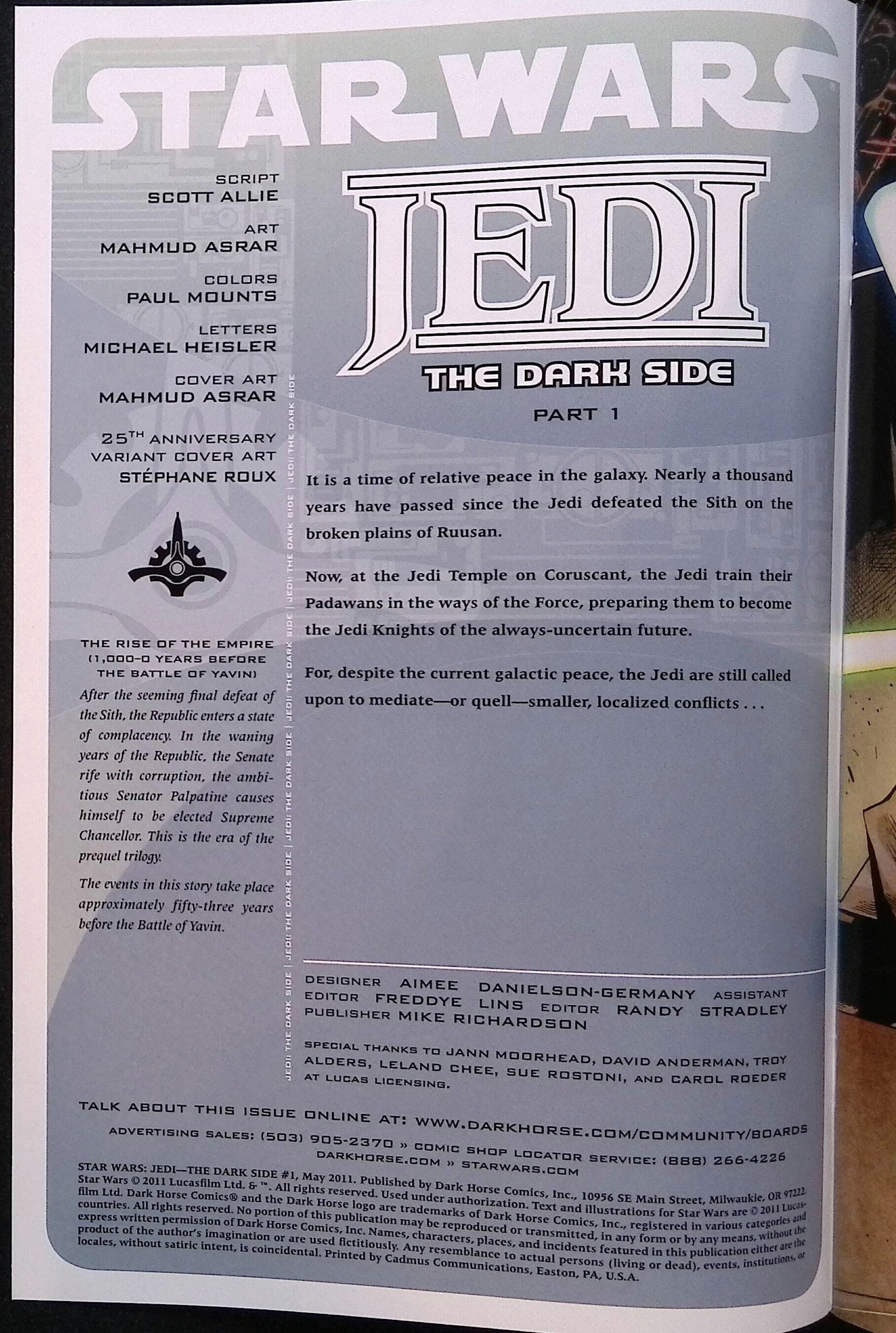 Star Wars: Jedi — The Dark Side # 1 2011 NM-