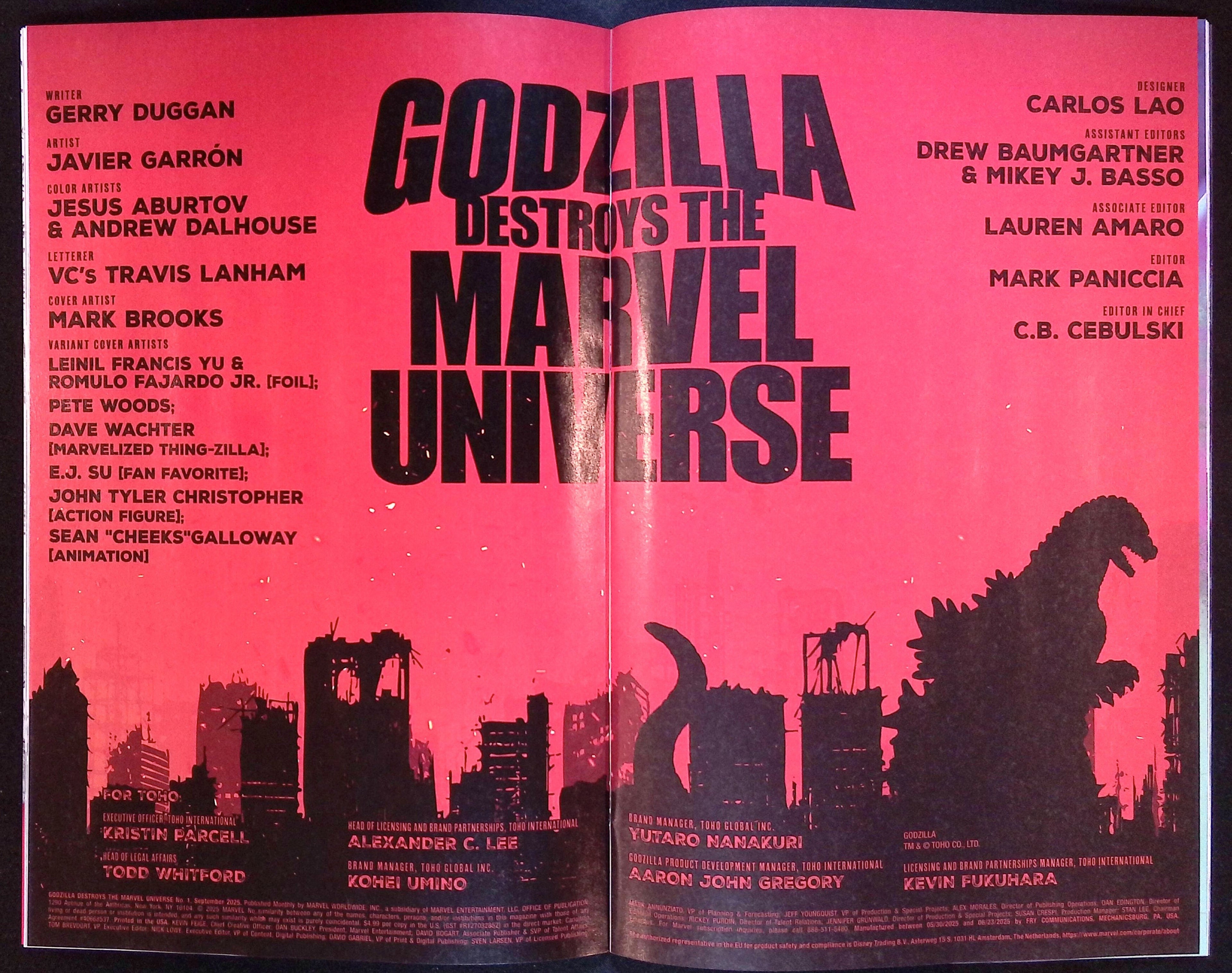 Godzilla Destroys the Marvel Universe # 1 Yu Foil Variant 2025 NM