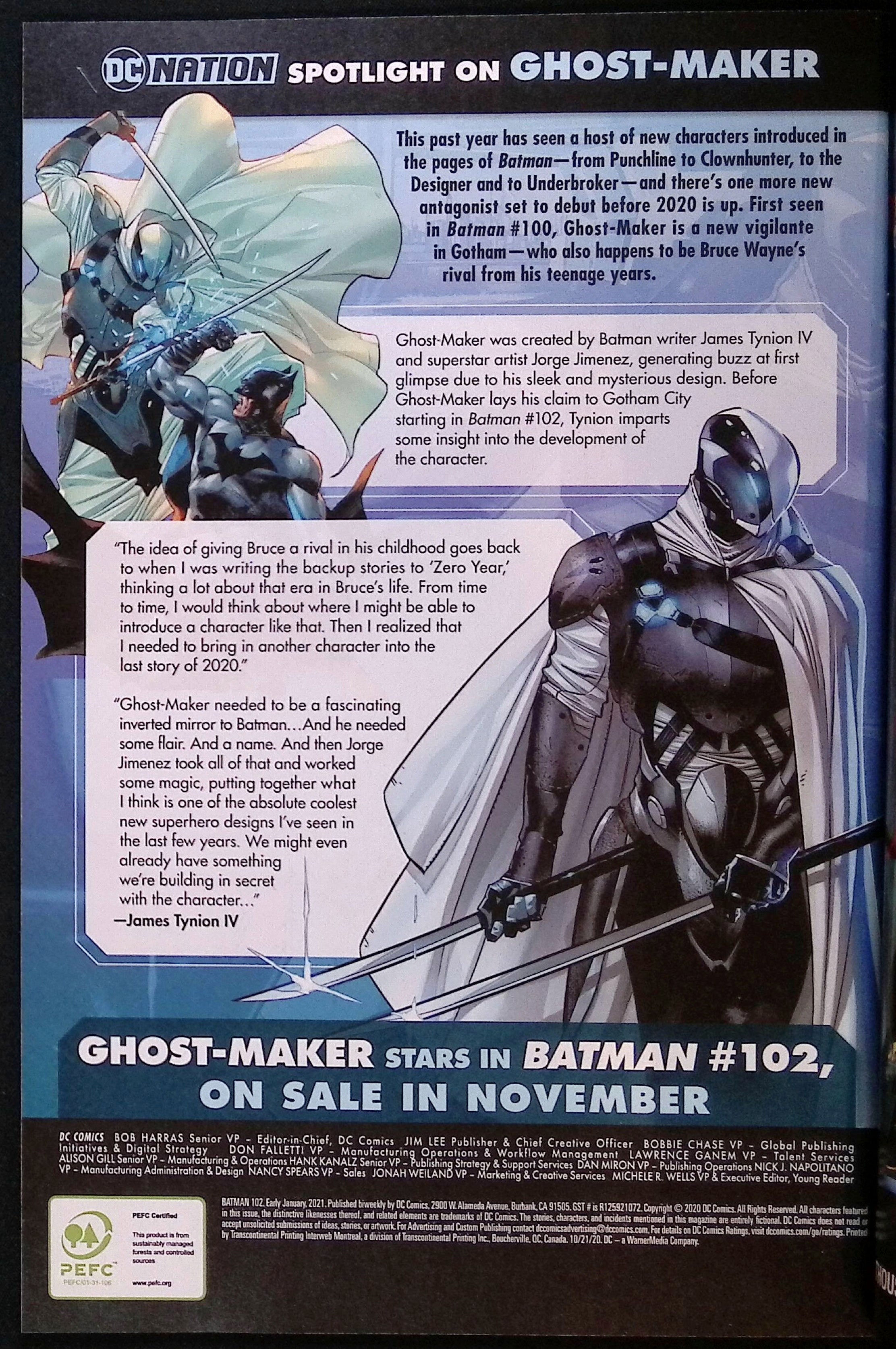 Batman # 102 Cover A First Appearance of Ghost-Maker First Printing 2020 NM-