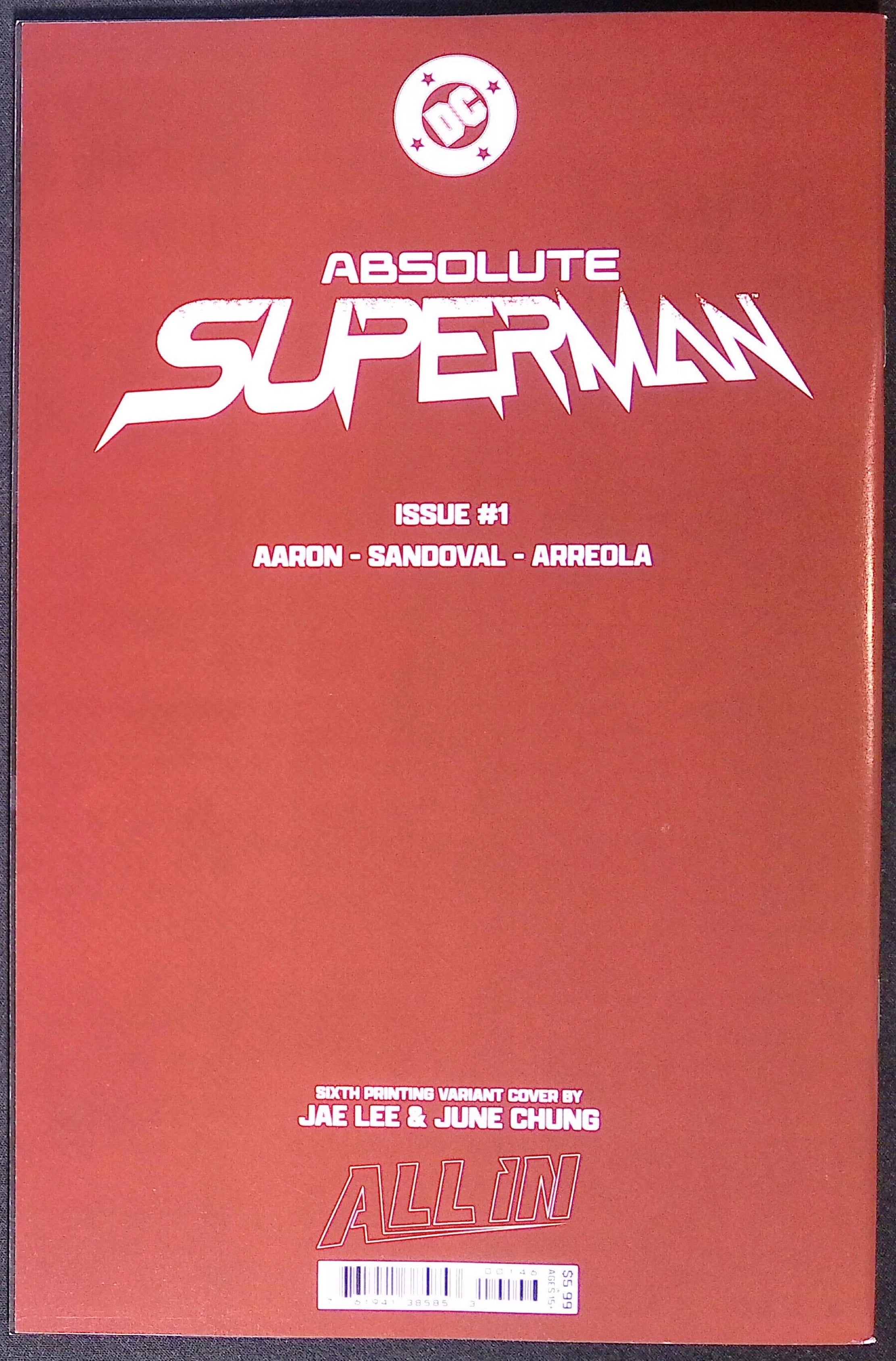 Absolute Superman # 1 Jae Lee Variant Sixth Printing 2026 BN