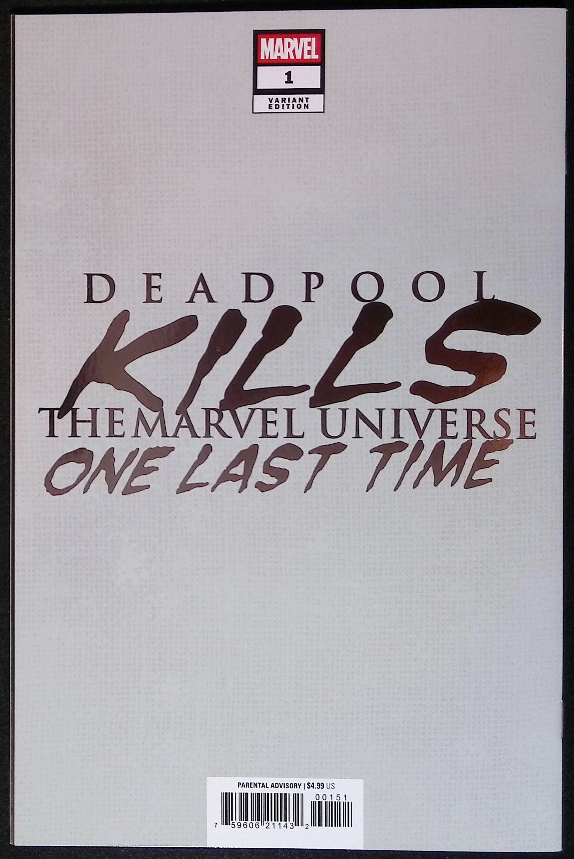 Deadpool Kills the Marvel Universe One Last Time # 1 Yu Foil Variant 2025 BN