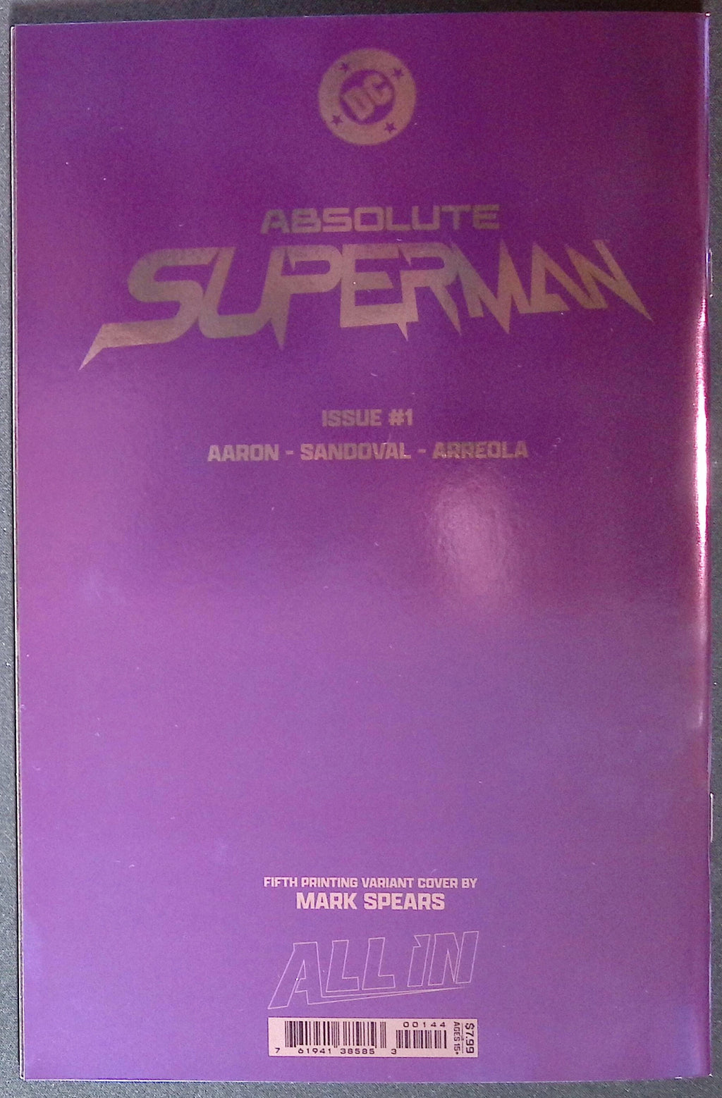 Absolute Superman # 1 Mark Spears Connecting Foil Variant Fifth Printing 2025 BN