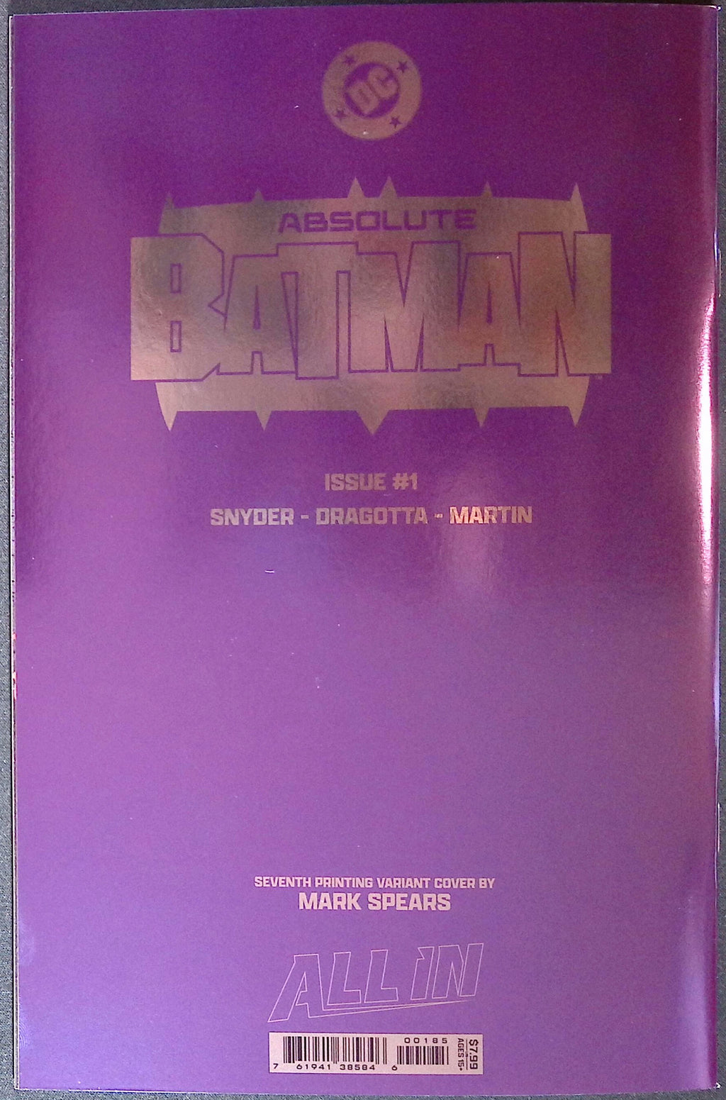 Absolute Batman # 1 Mark Spears Connecting Foil Variant Seventh Printing 2025 BN