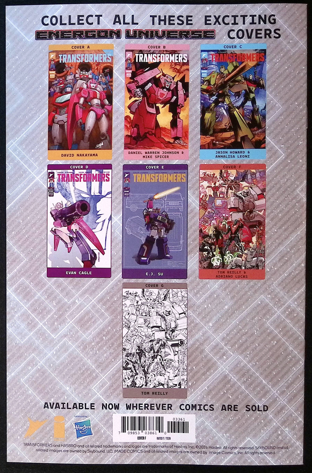 Transformers # 33 Cover F Reilly & Lucas Energon Universe 3rd Anniversary Variant 2026 BN