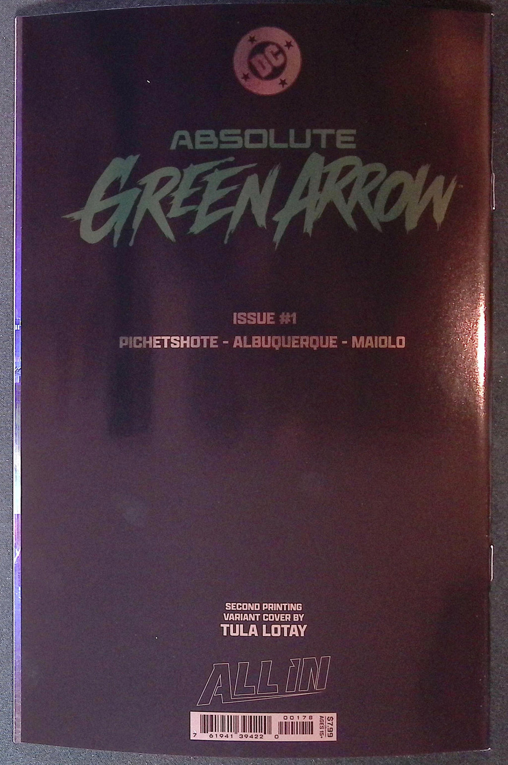 Absolute Green Arrow # 1 Cover Tula Lotay Foil Variant Second Printing 2026 BN