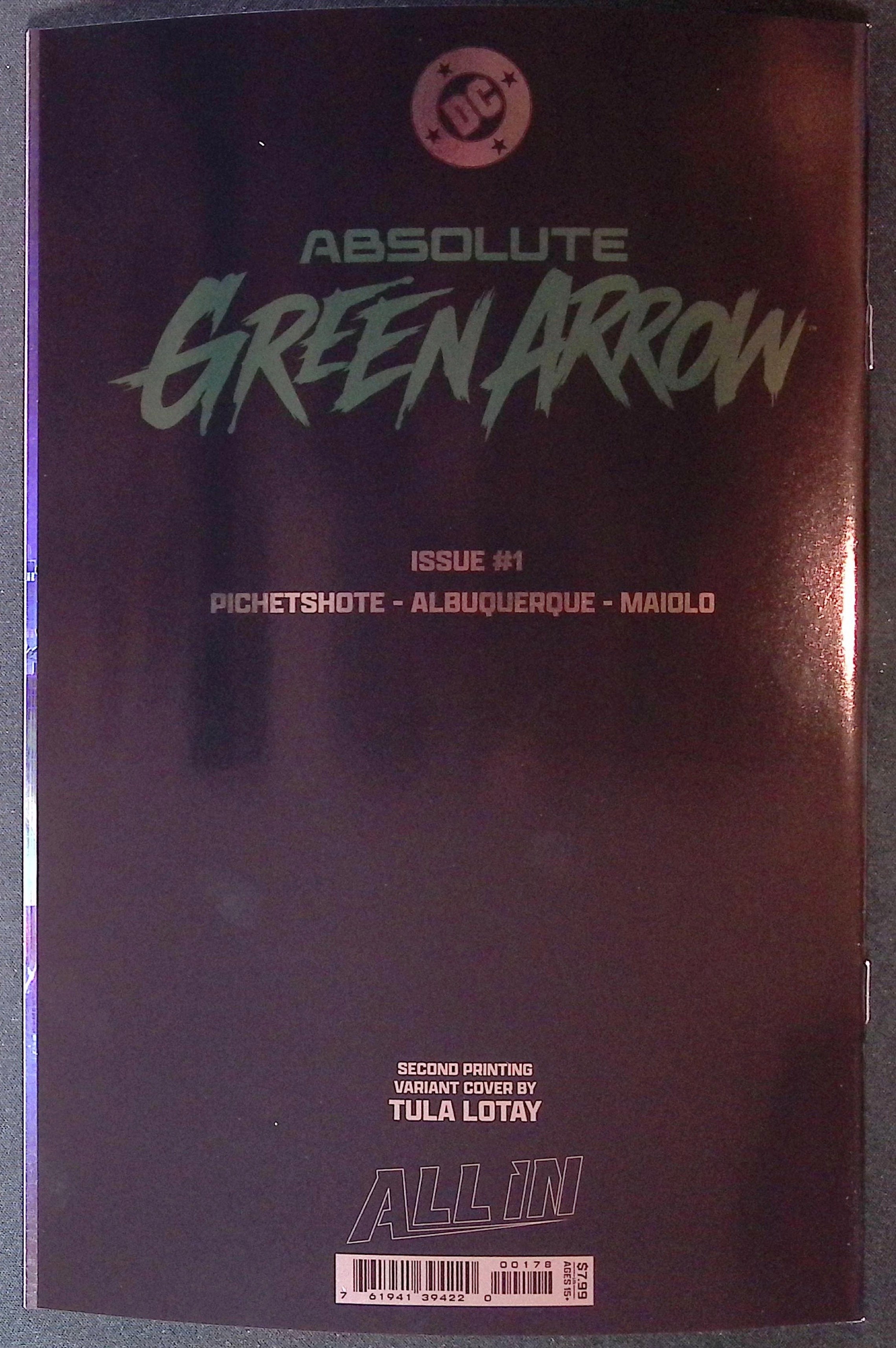 Absolute Green Arrow # 1 Cover Tula Lotay Foil Variant Second Printing 2026 BN