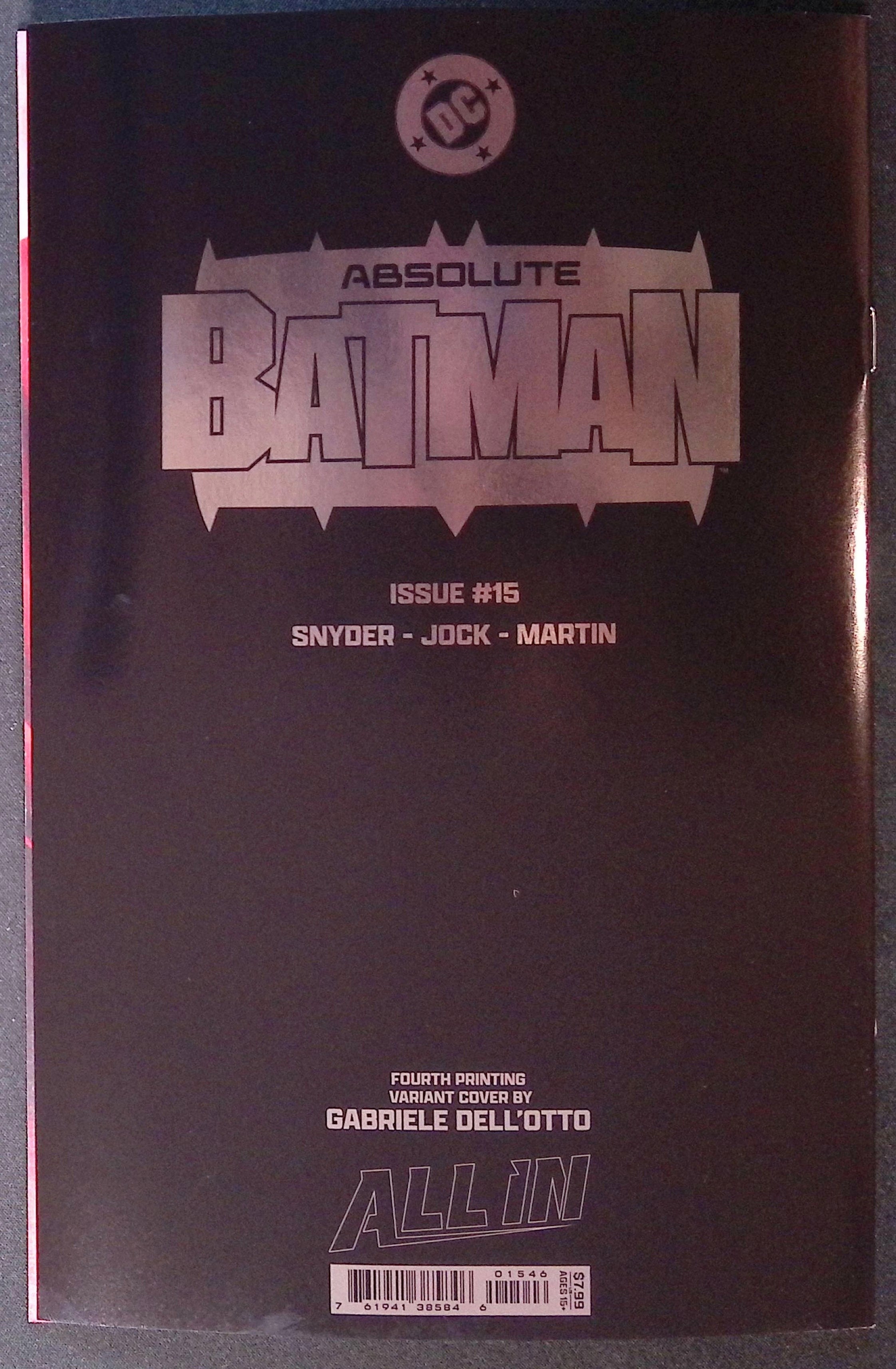 Absolute Batman # 15 Cover B Gabriele Dell'Otto Foil Variant Fourth Printing 2026 BN