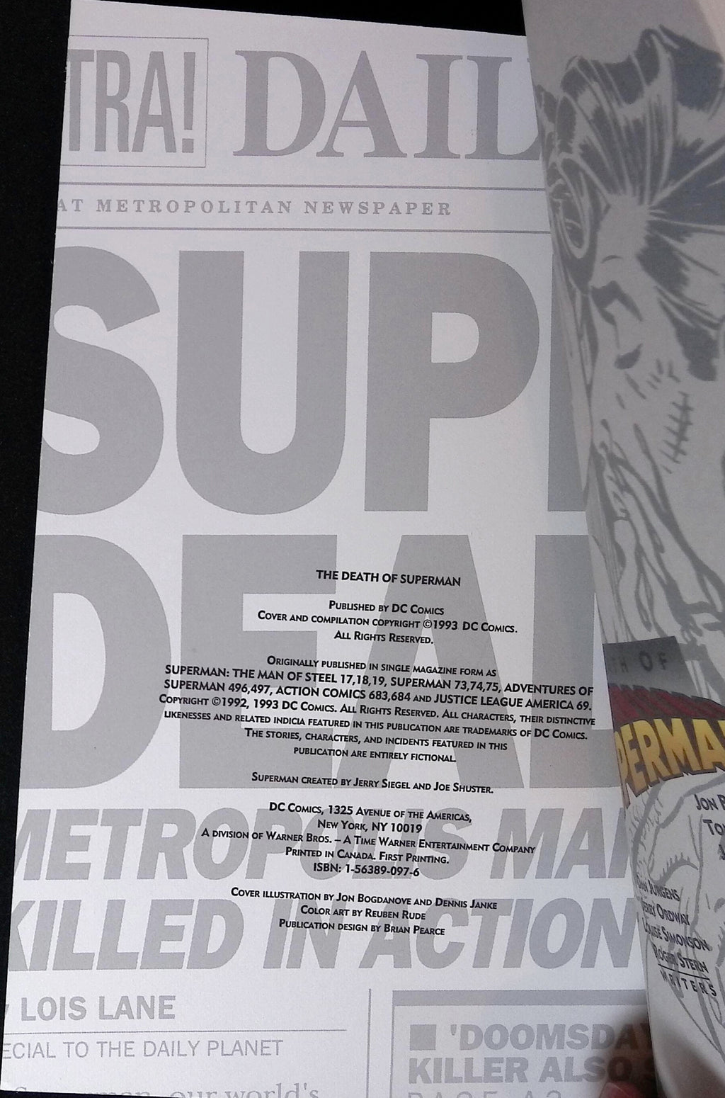 The Death of Superman Comic Book 1st Edition Print 1993 NM-