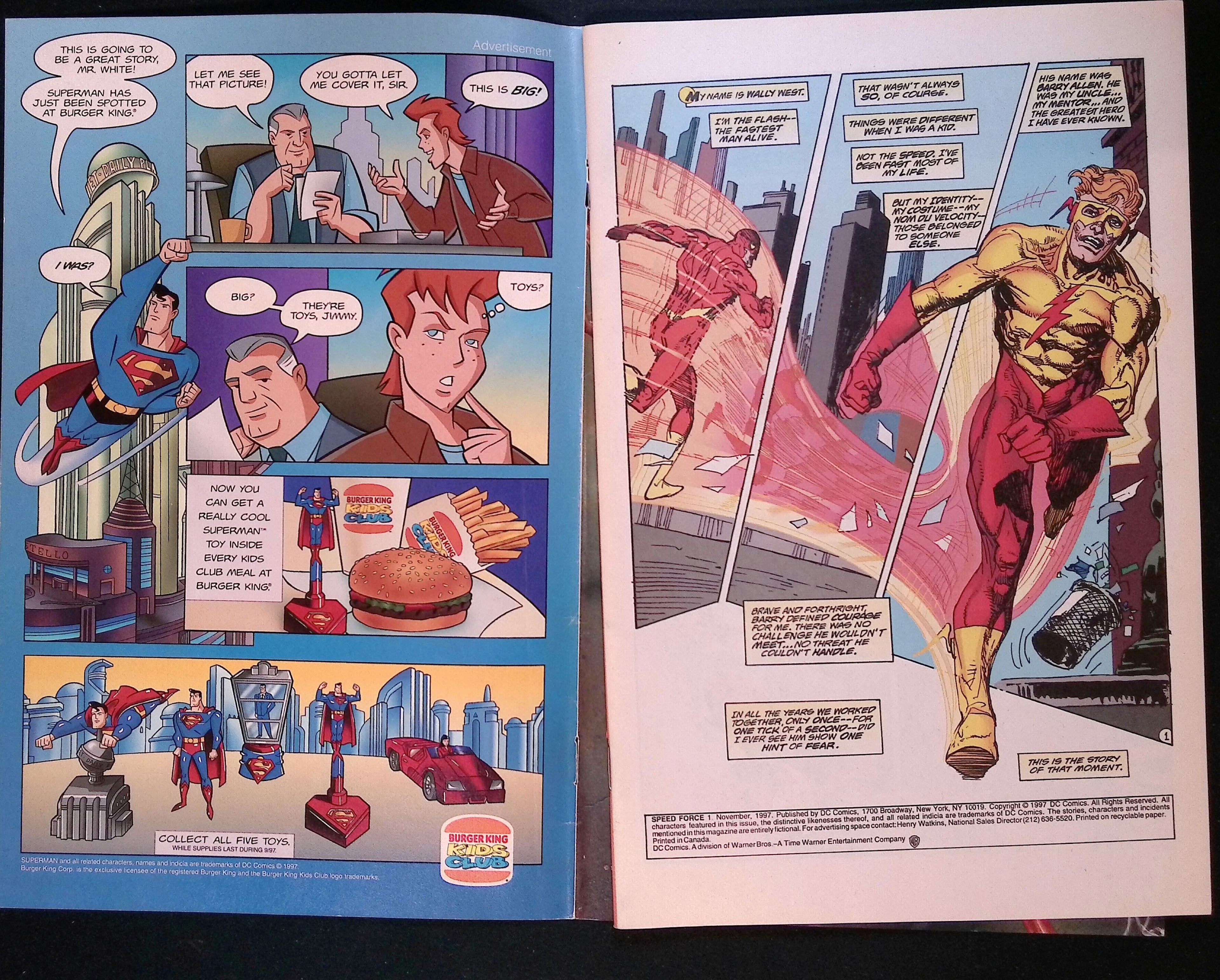 Speed Force # 1 First Appearance of Cobalt Blue Malcolm Thawne 1997 VG