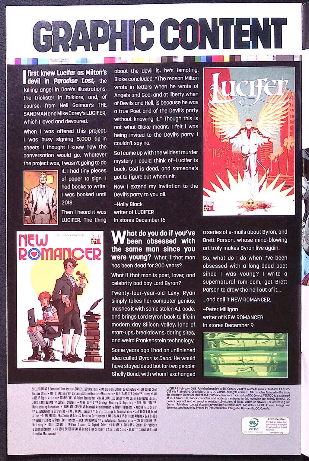 Lucifer # 1 2016 NM-