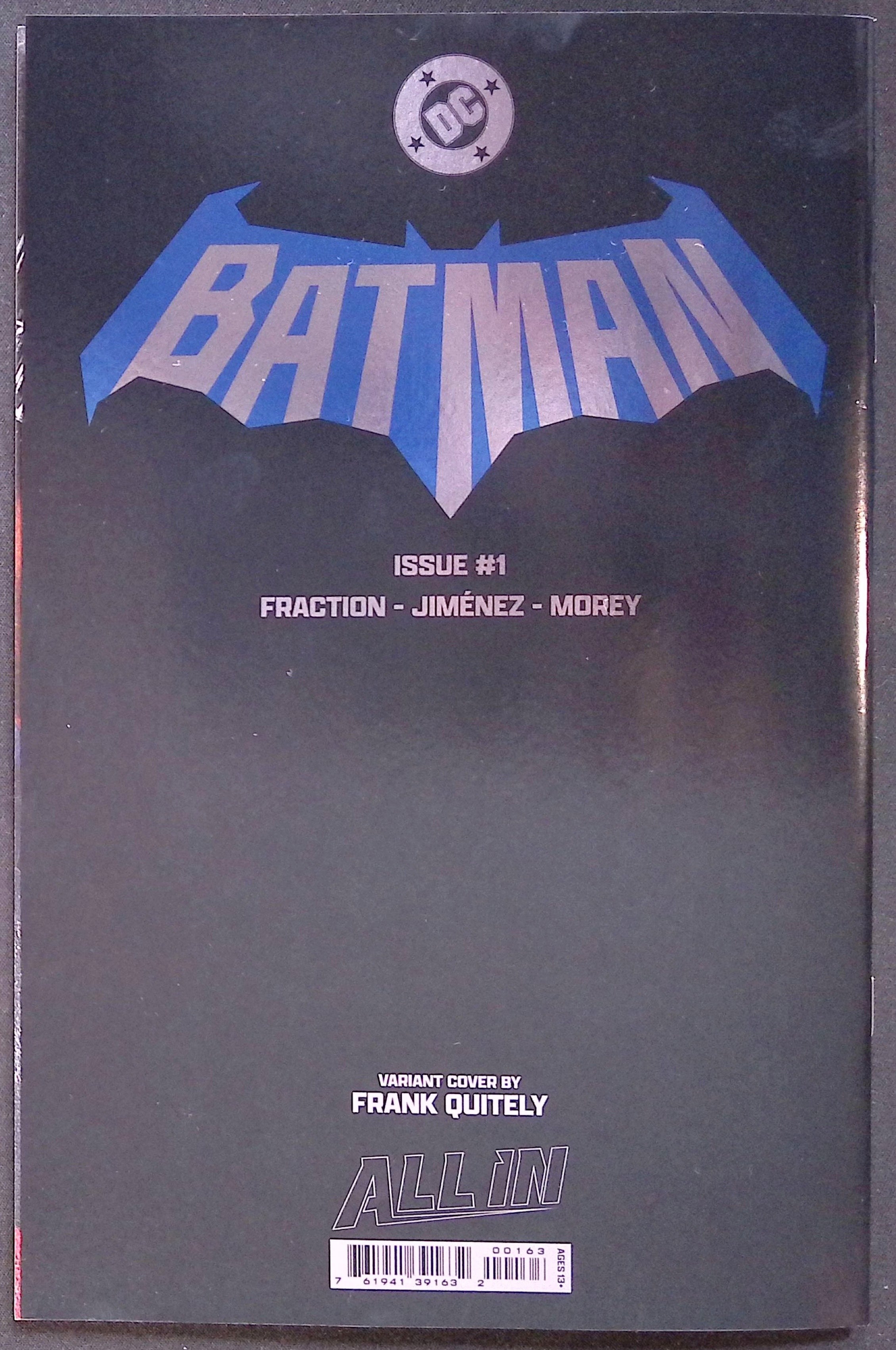 Batman # 1 Blind As A Bat Frank Quitely Foil Variant 2025 NM