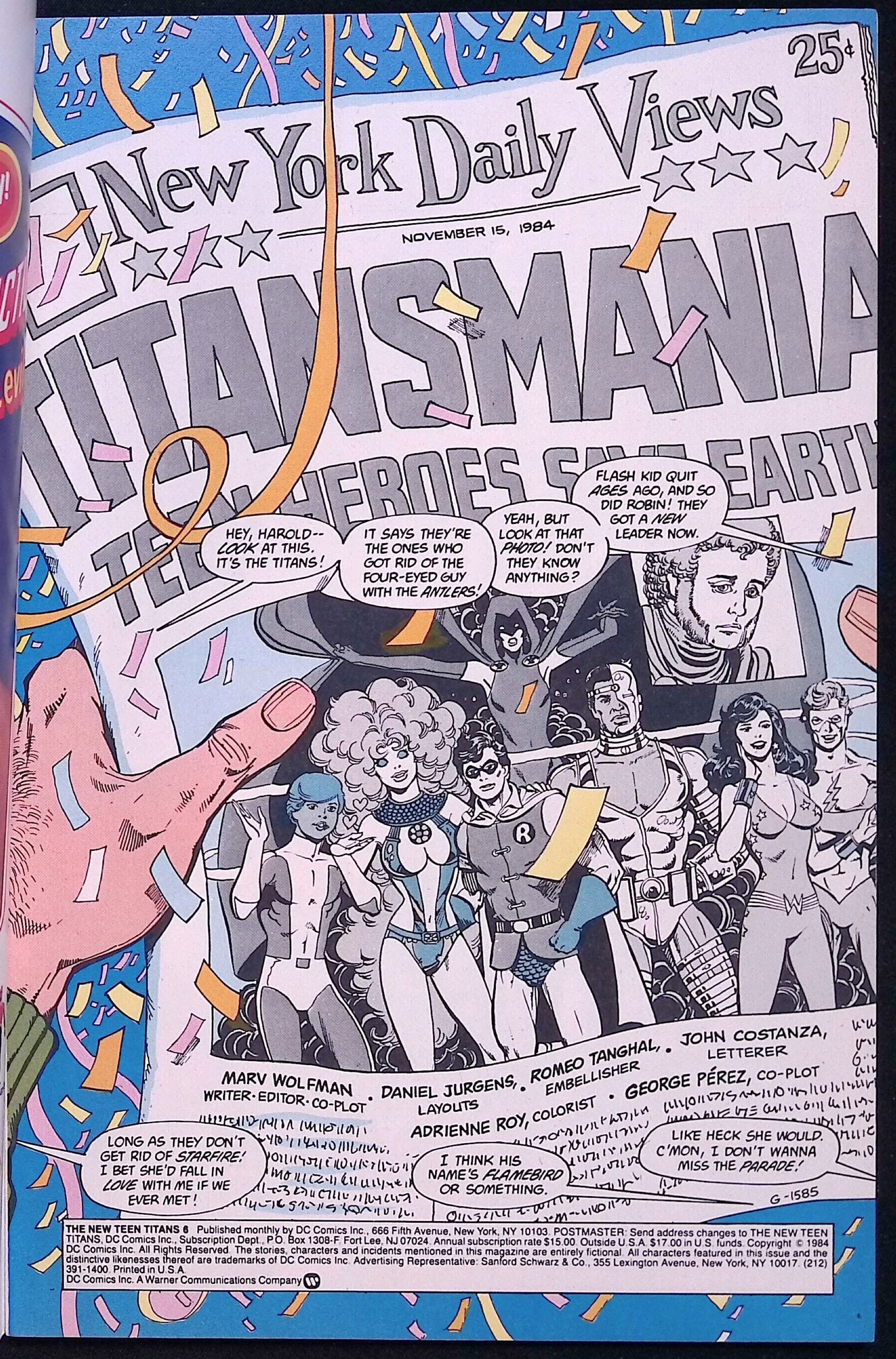 The New Teen Titans # 6 1985 NM-