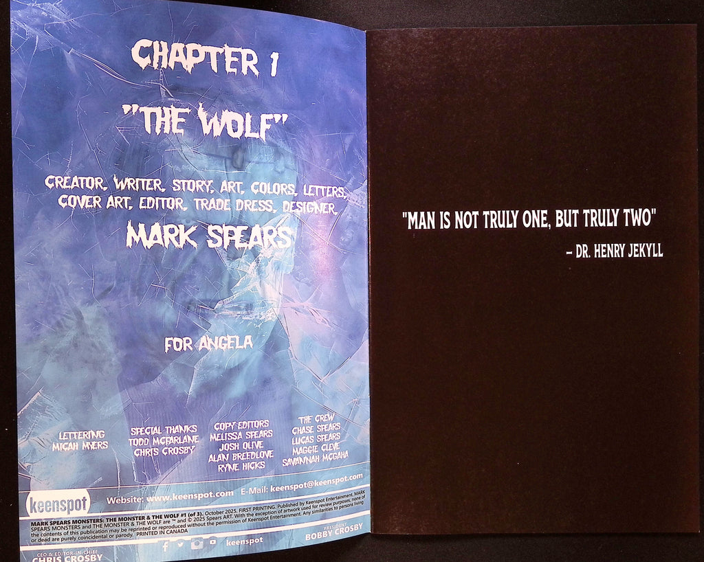 Mark Spears Monsters: The Monster and the Wolf # 1 A21 NM-