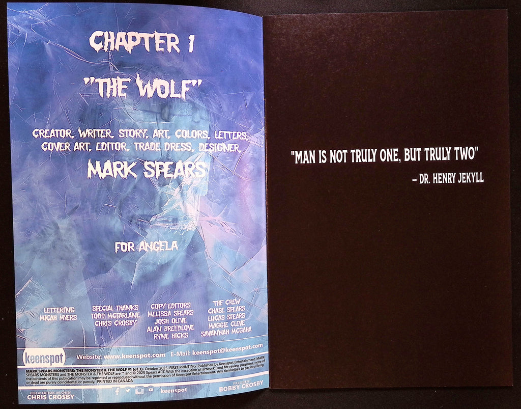 Mark Spears Monsters: The Monster and the Wolf # 1 A27 NM-