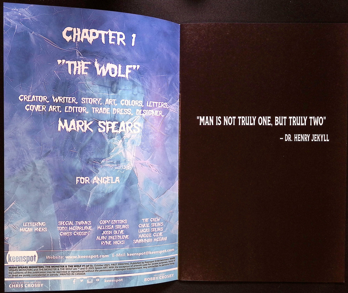 Mark Spears Monsters: The Monster and the Wolf # 1 A25 NM