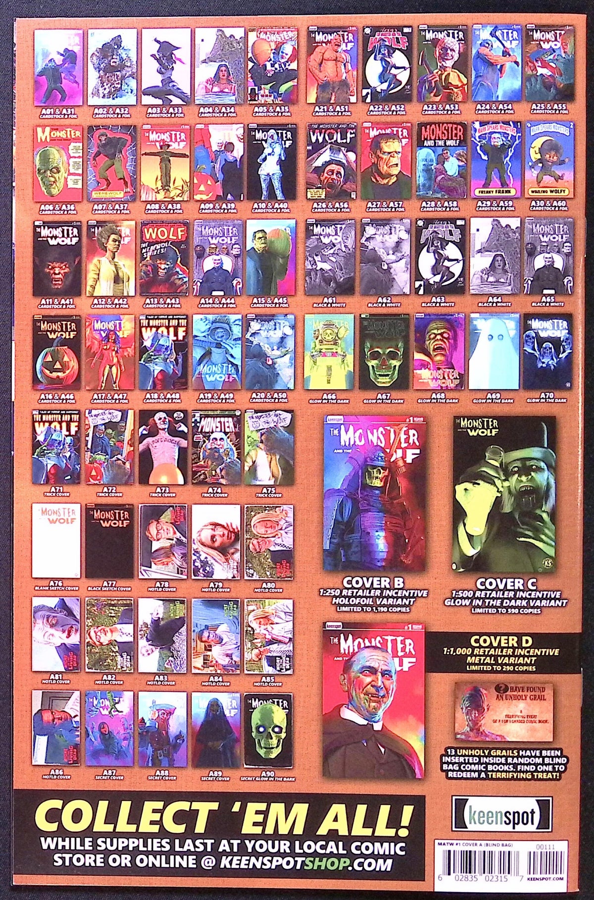 Mark Spears Monsters: The Monster and the Wolf # 1 A88 1:700 Incentive Secret Cover 2025 NM