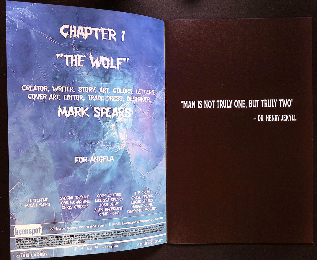Mark Spears Monsters: The Monster and the Wolf # 1 A88 1:700 Incentive Secret Cover 2025 NM