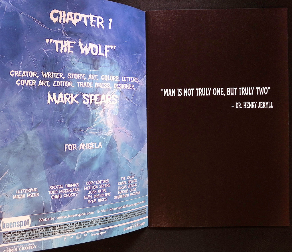 Mark Spears Monsters: The Monster and the Wolf # 1 A22 NM