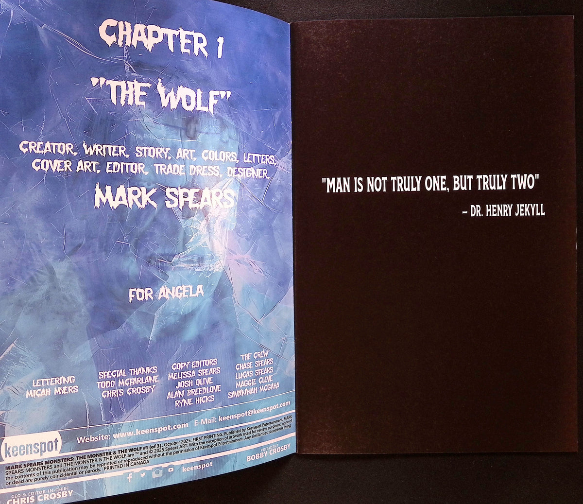 Mark Spears Monsters: The Monster and the Wolf # 1 A22 NM