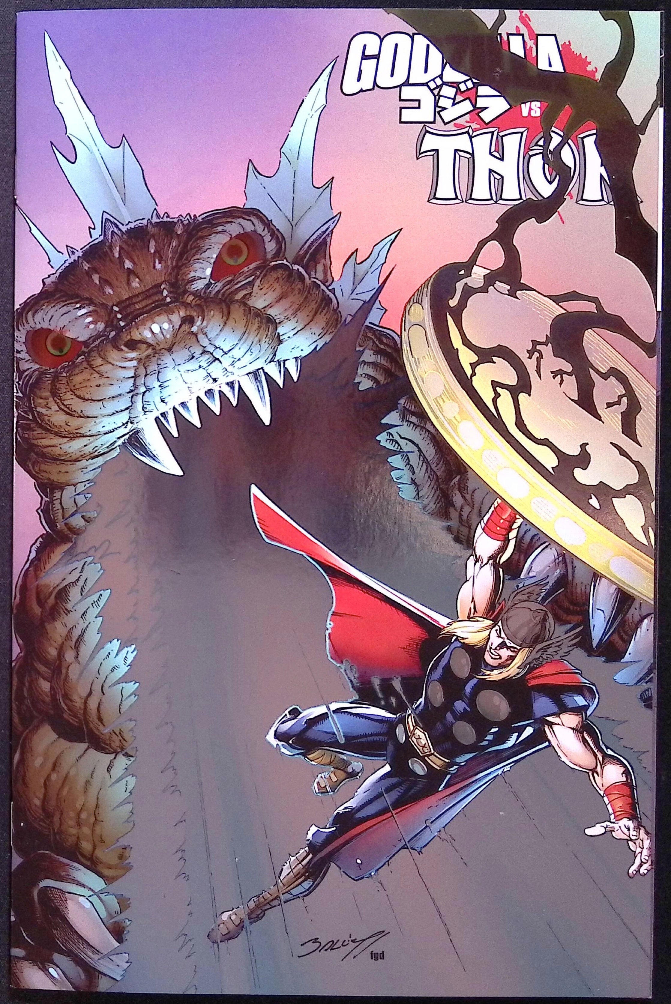 Godzilla vs. Thor # 1 Mark Bagley Foil Variant NM-