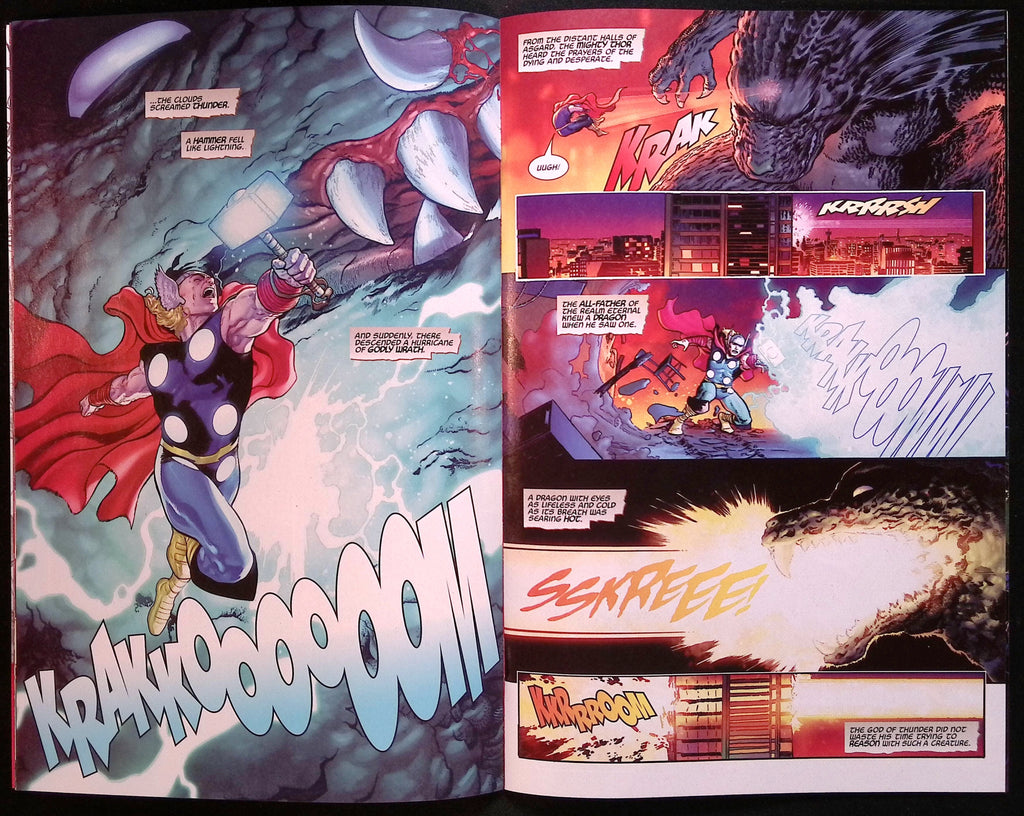 Godzilla vs. Thor # 1 Mark Bagley Foil Variant NM-