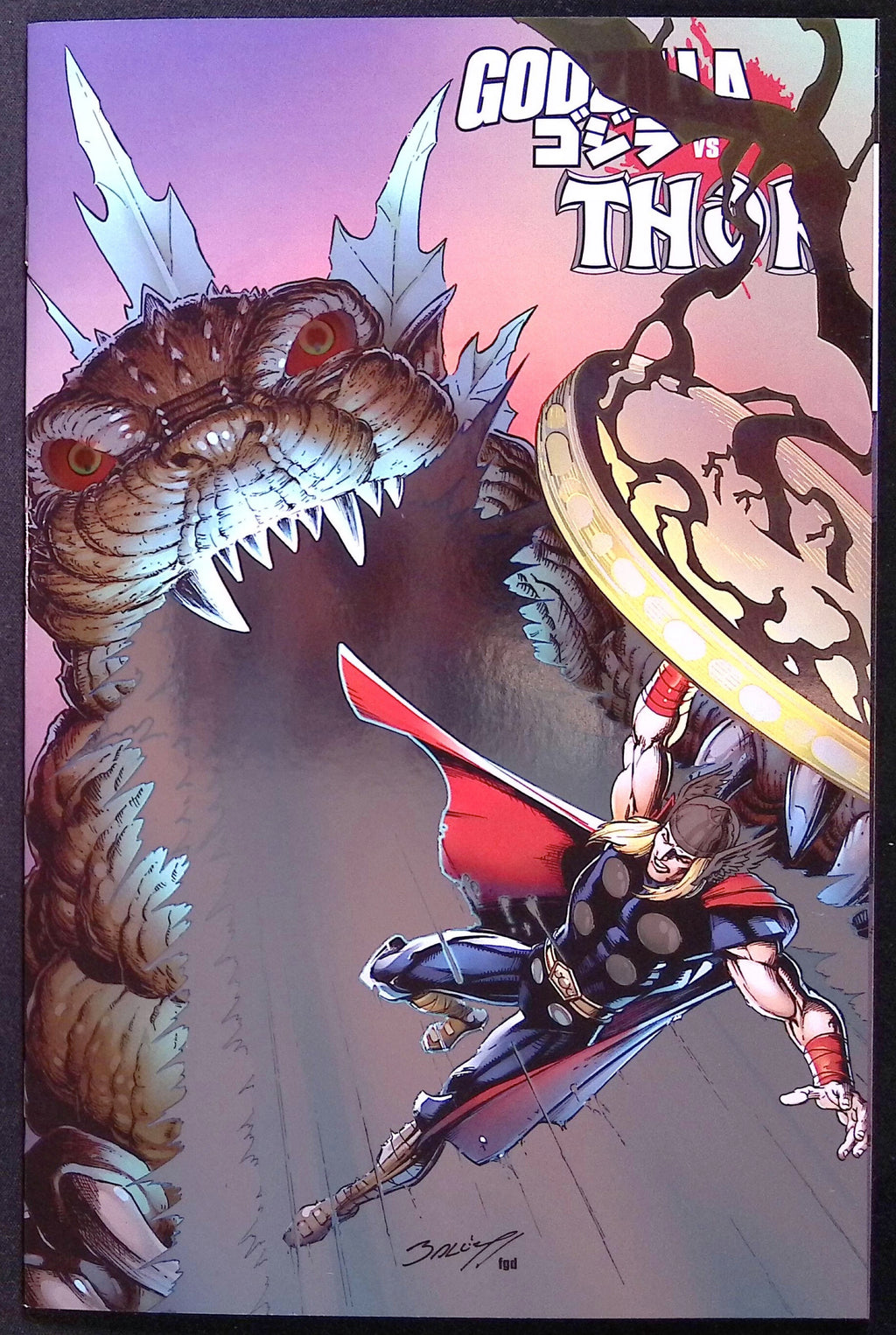 Godzilla vs. Thor # 1 Mark Bagley Foil Variant NM