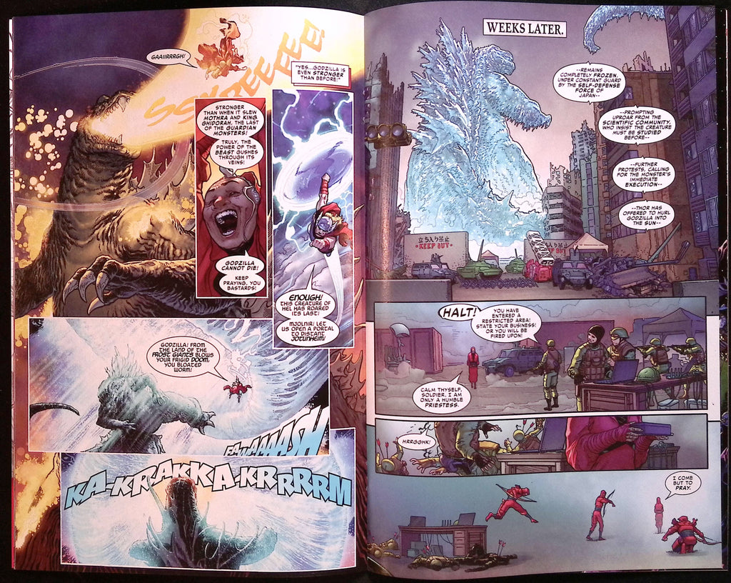 Godzilla vs. Thor # 1 Mark Bagley Foil Variant NM