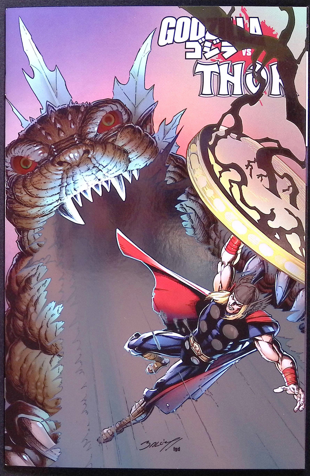 Godzilla vs. Thor # 1 Mark Bagley Foil Variant NM