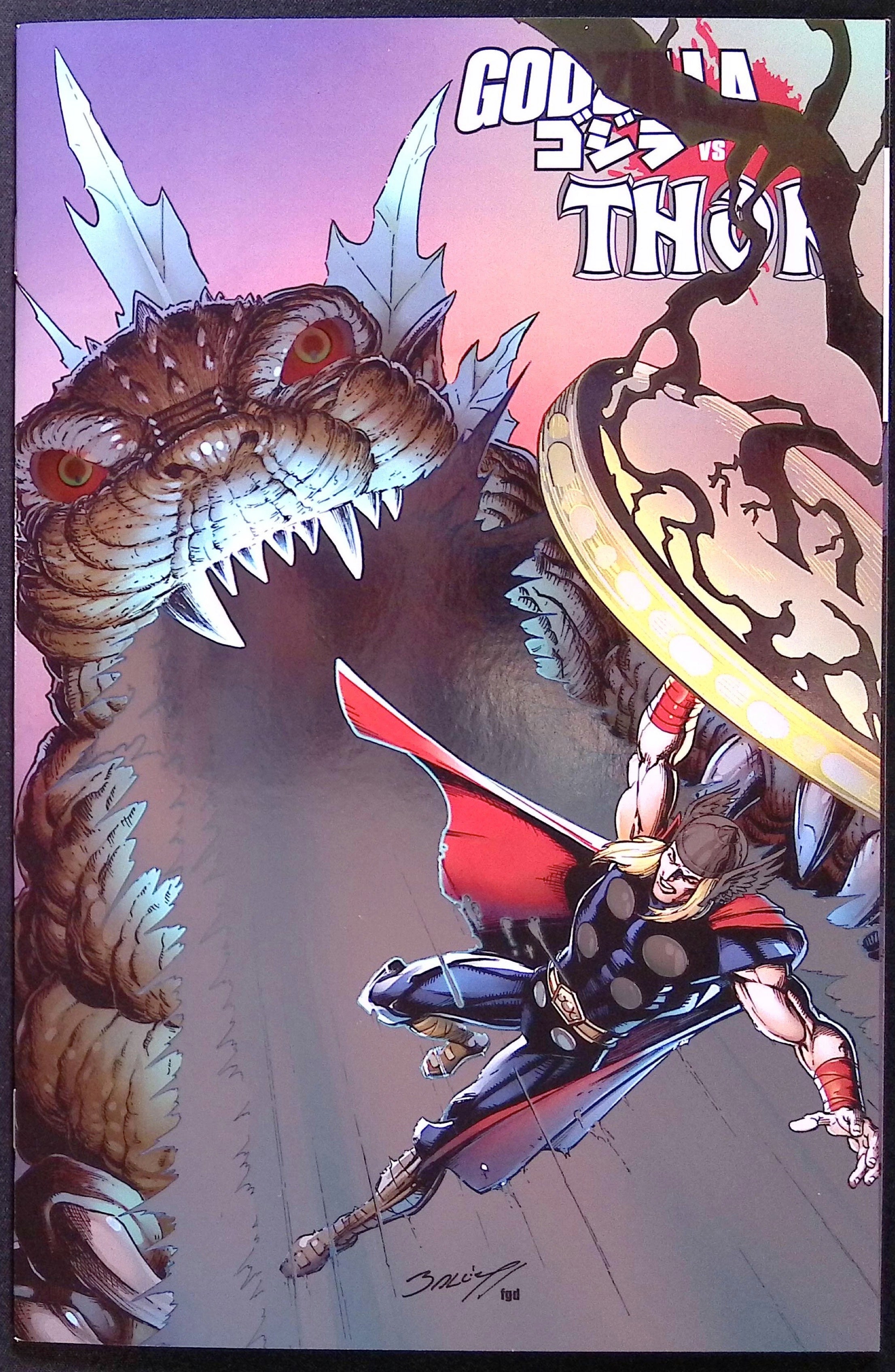 Godzilla vs. Thor # 1 Mark Bagley Foil Variant NM