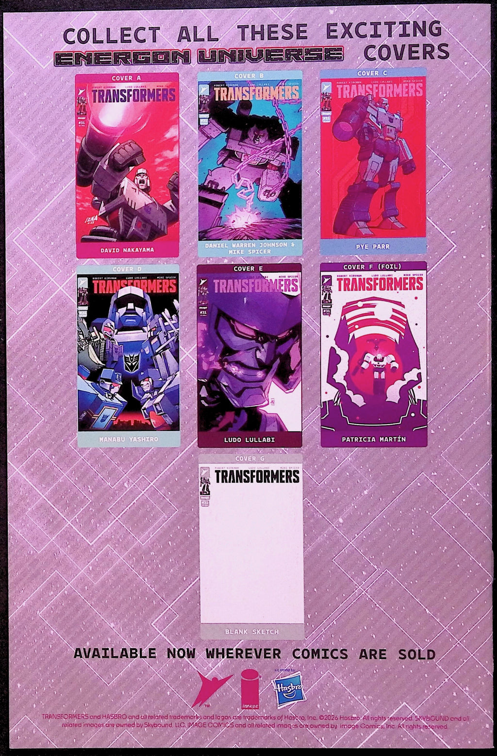 Transformers # 31 Cover C Parr Variant First Printing 2026 NM-