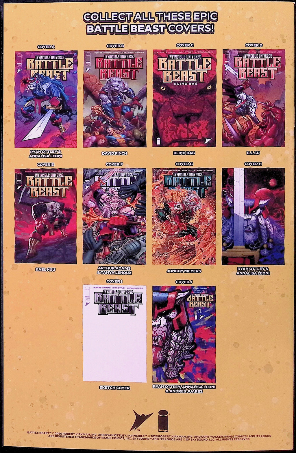 Invincible Universe: Battle Beast # 1 Cover I Ben Stenbeck Variant Tenth Printing 2026 BN