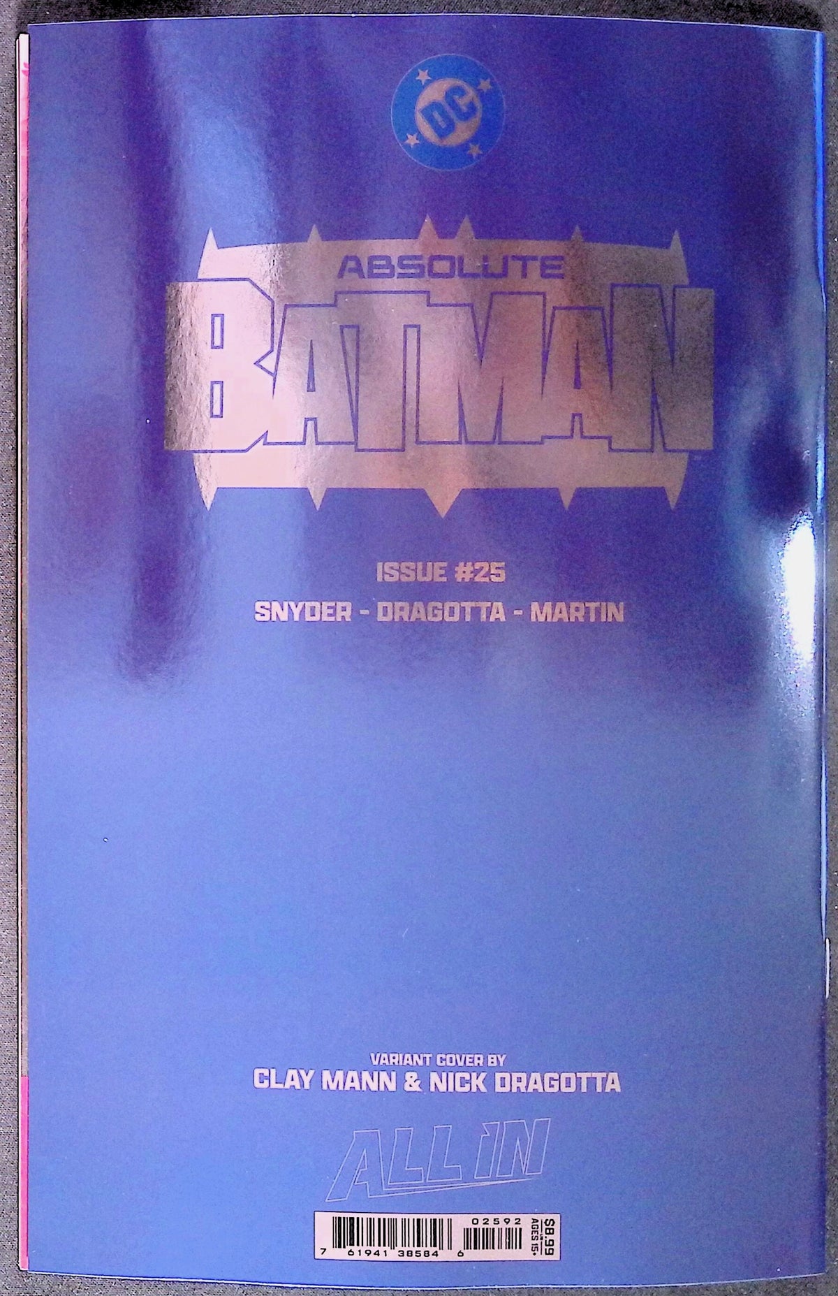 Absolute Batman # 25 Cover Clay Mann Nick Dragotta Foil Variant First Printing 2026 BN