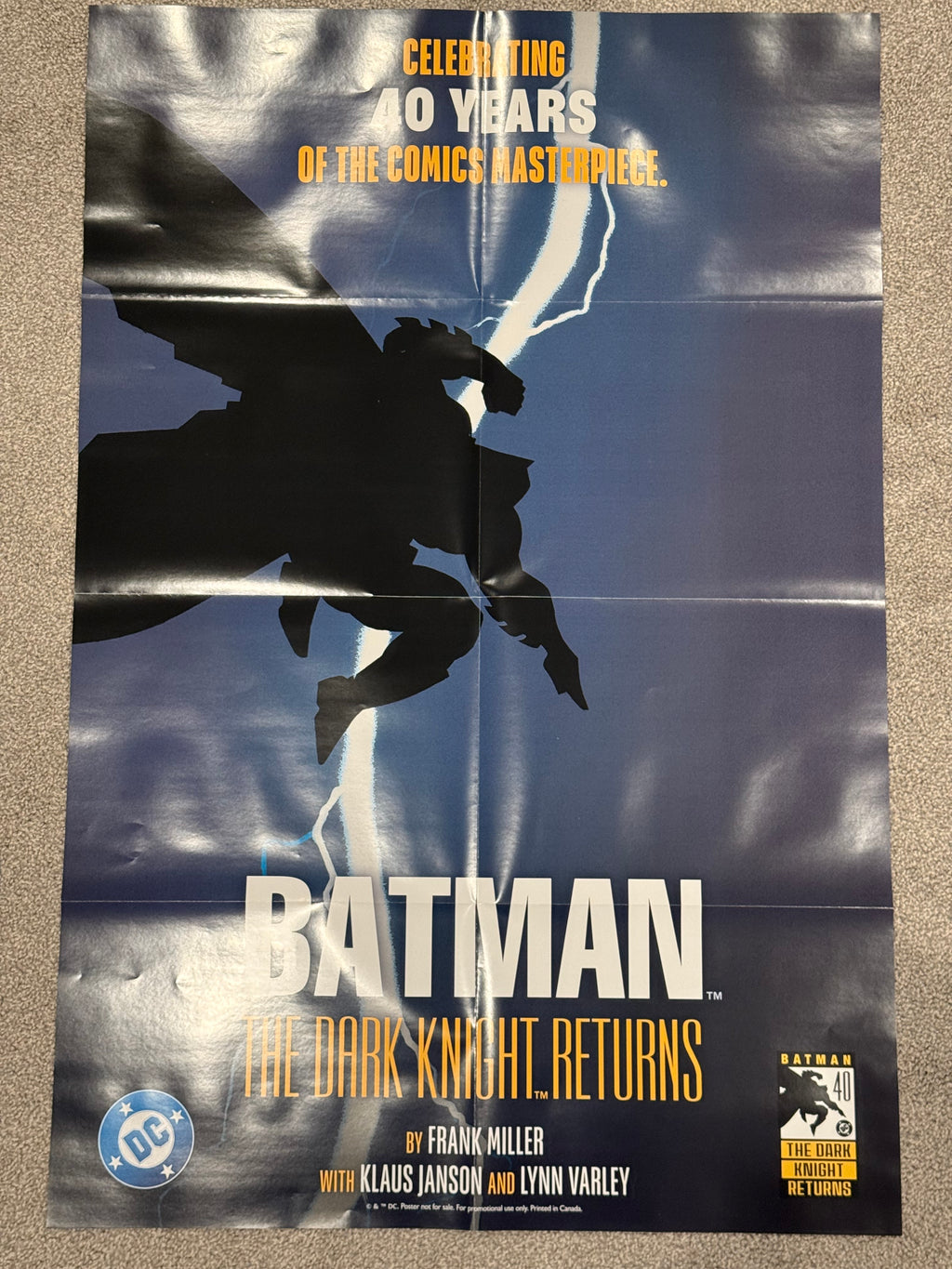 The Batman: The Dark Knight Returns 40th Anniversary Store Promo Poster 24x36 Folded BN
