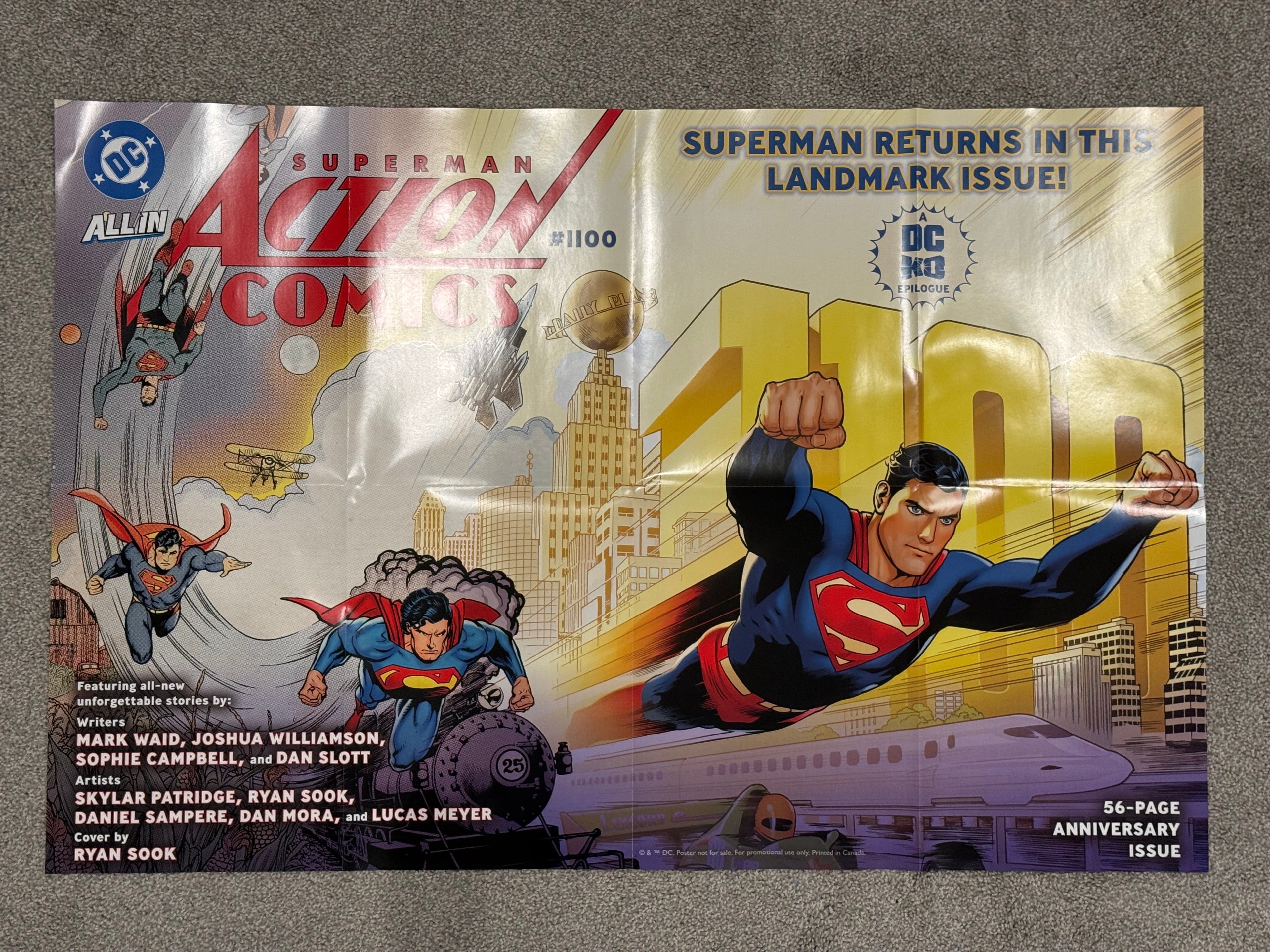 The Official DC Comics Action Comics #1100 Store Promo Poster 24"x36" Folded BN